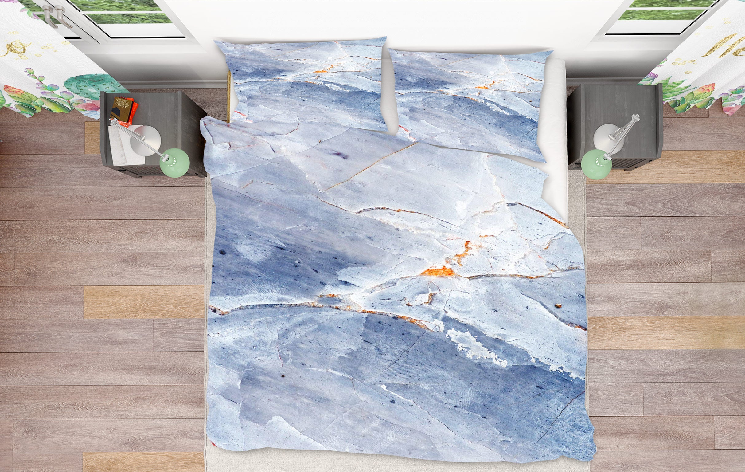 3D Gray Blue Marble Pattern 16122 Bed Pillowcases Quilt