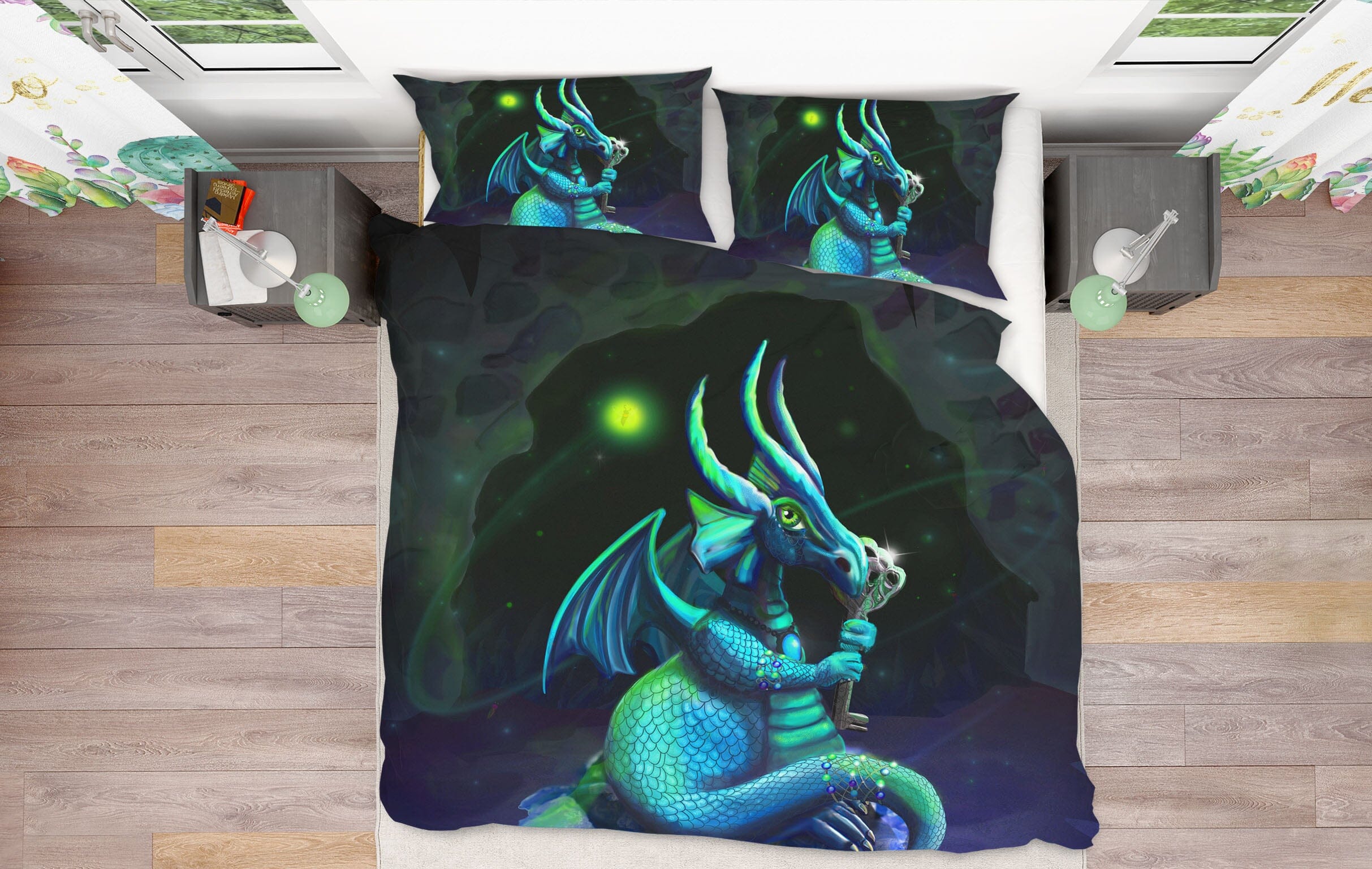 3D Night Dragon 103 Rose Catherine Khan Bedding Bed Pillowcases Quilt Quiet Covers AJ Creativity Home