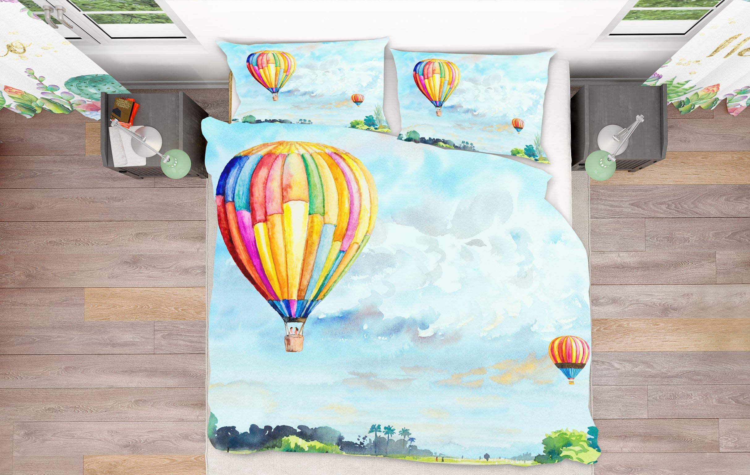3D Hot Air Balloon 60137 Bed Pillowcases Quilt