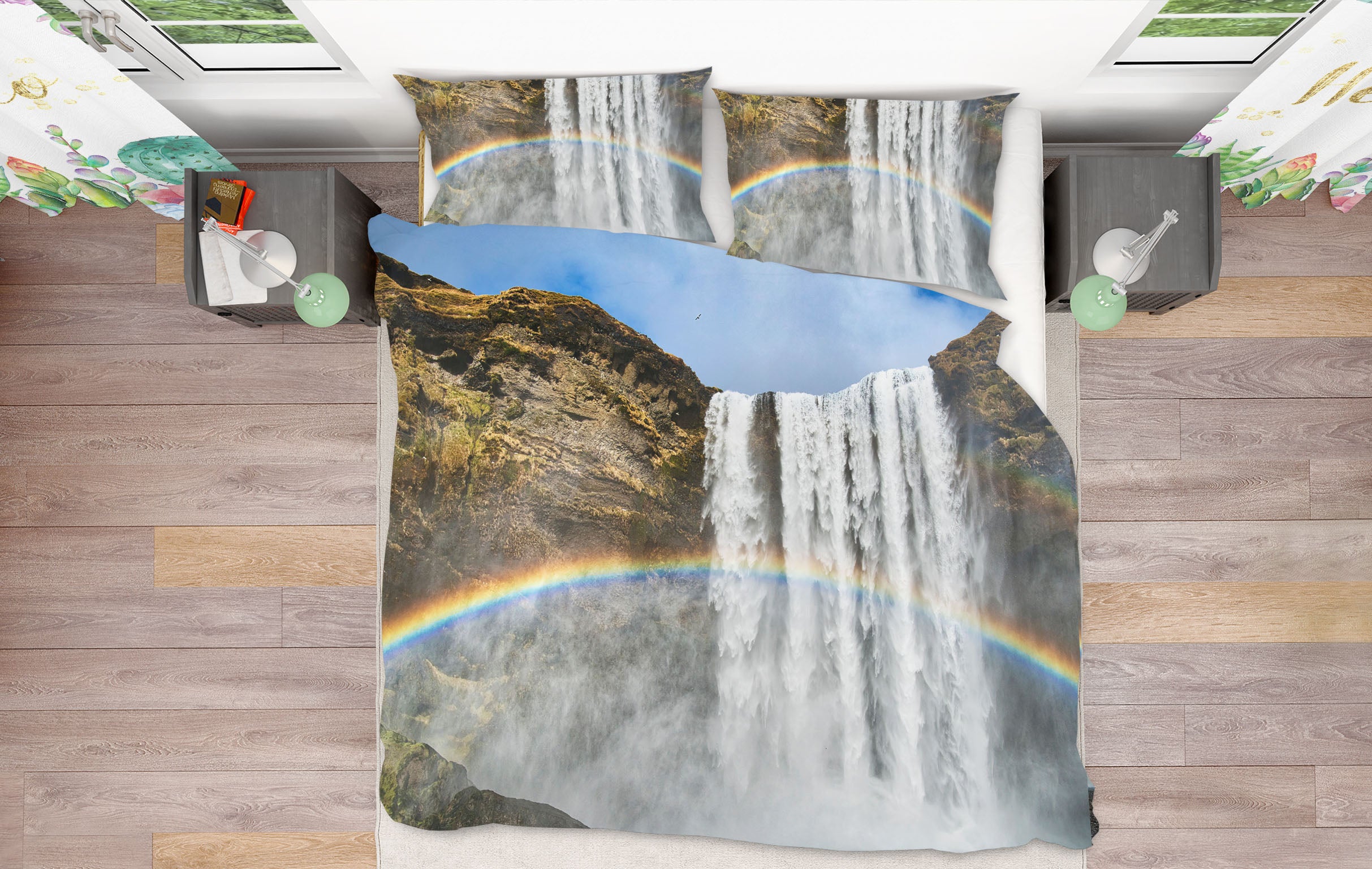 3D Waterfall Rainbow 140 Marco Carmassi Bedding Bed Pillowcases Quilt