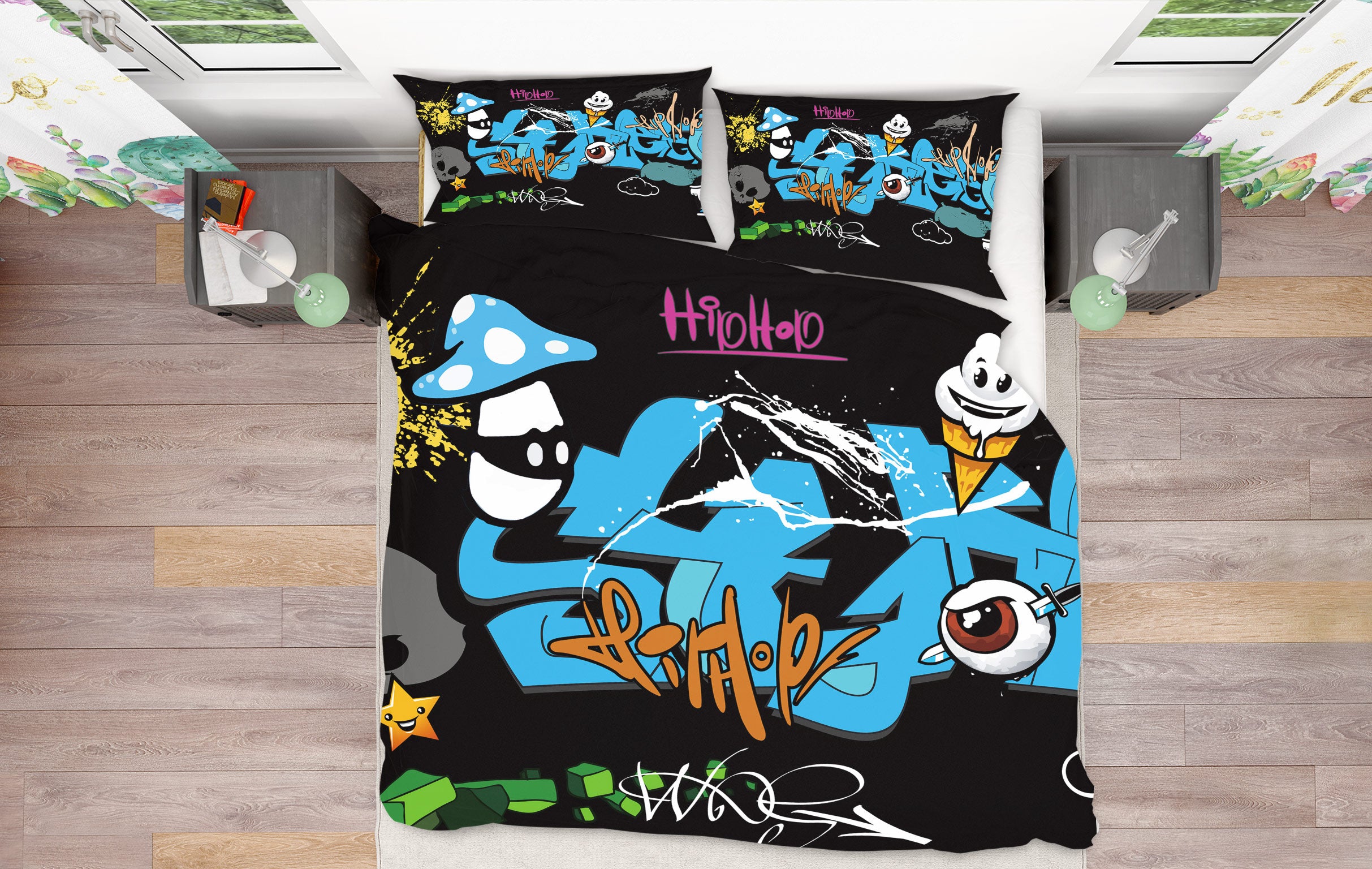 3D Blue Font Pattern 59083 Bed Pillowcases Quilt
