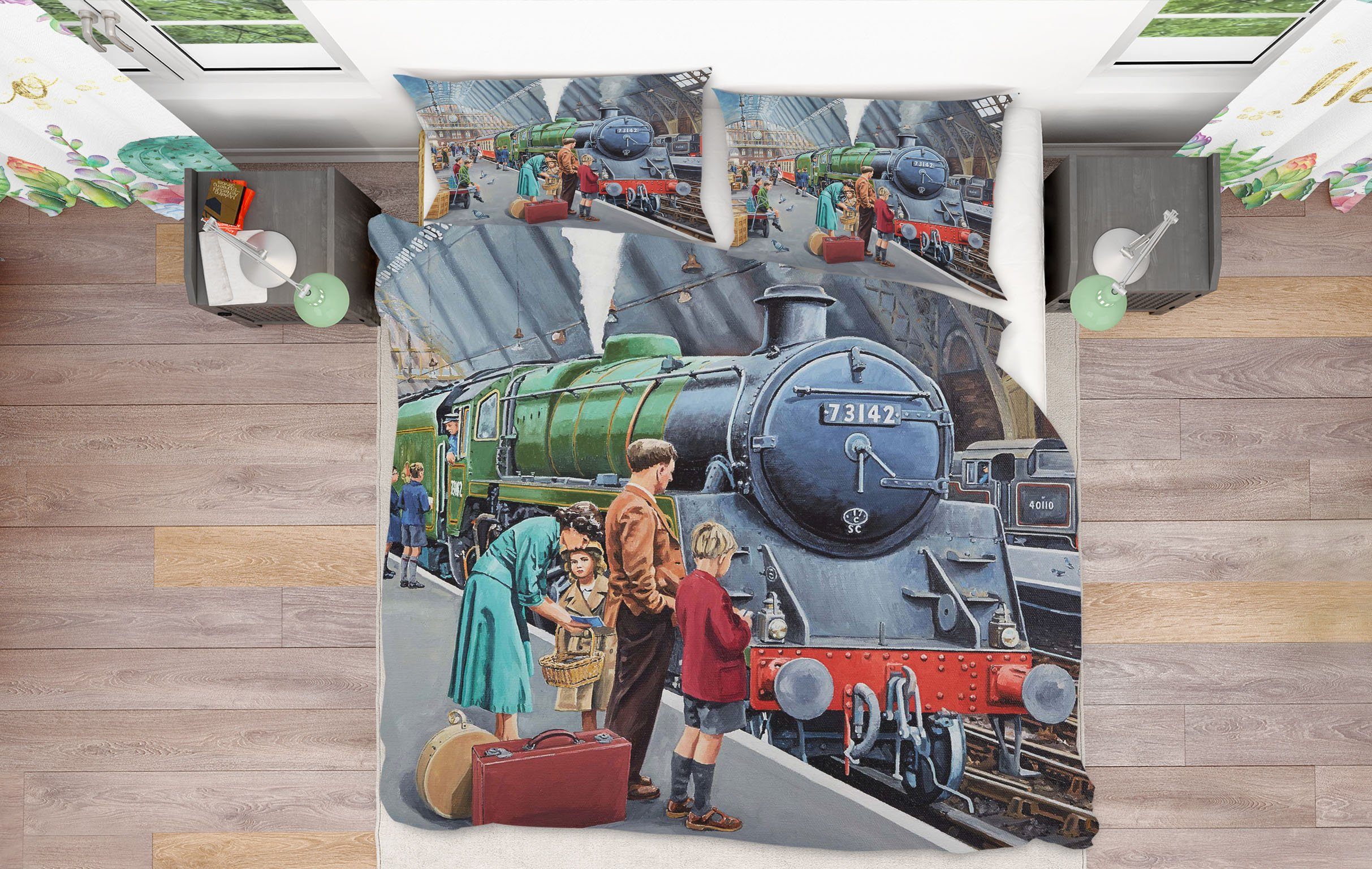 3D By Train 2053 Trevor Mitchell bedding Bed Pillowcases Quilt Quiet Covers AJ Creativity Home