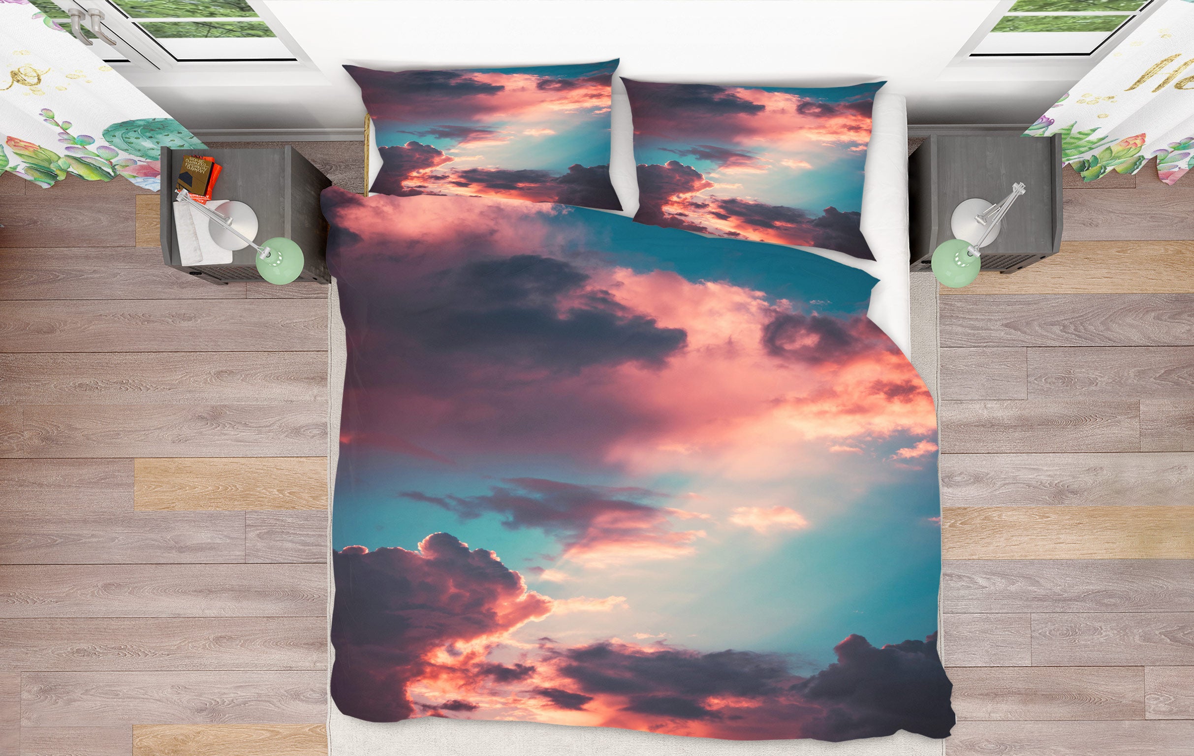 3D Pink Clouds 16157 Bed Pillowcases Quilt