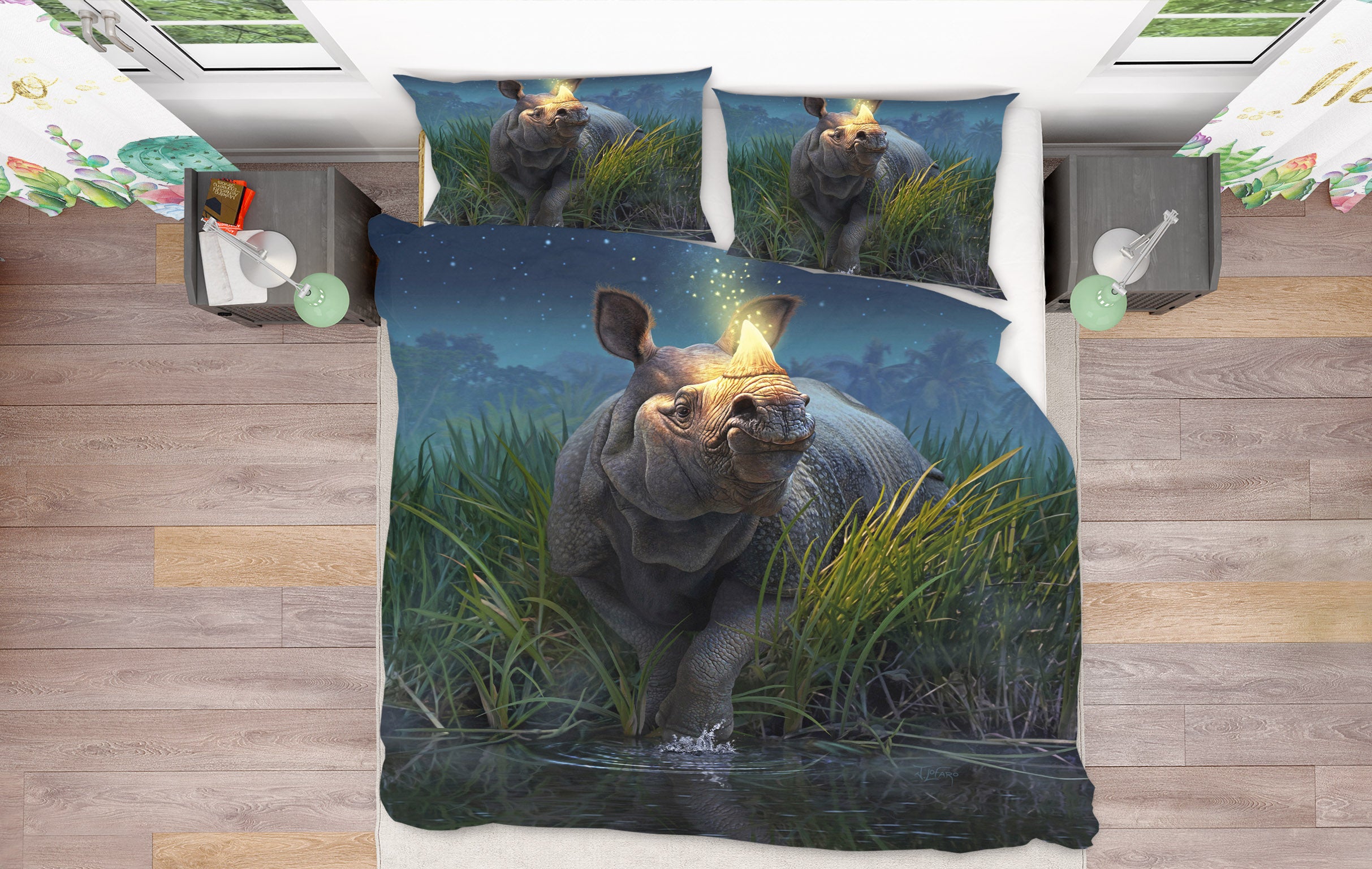 3D Rhinoceros Unicornis 86041 Jerry LoFaro bedding Bed Pillowcases Quilt