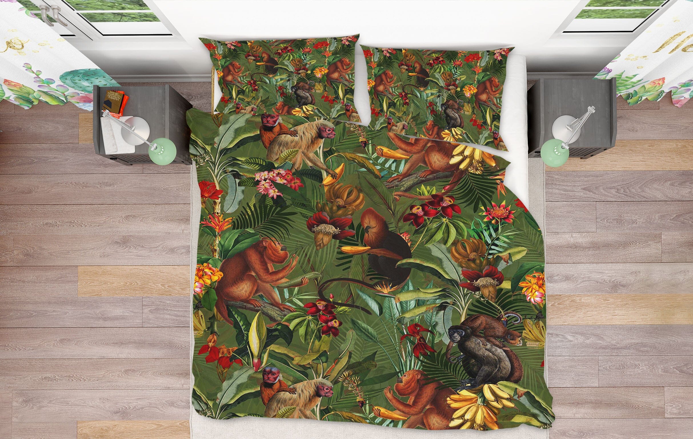 3D Apes Flower 128 Uta Naumann Bedding Bed Pillowcases Quilt Quiet Covers AJ Creativity Home