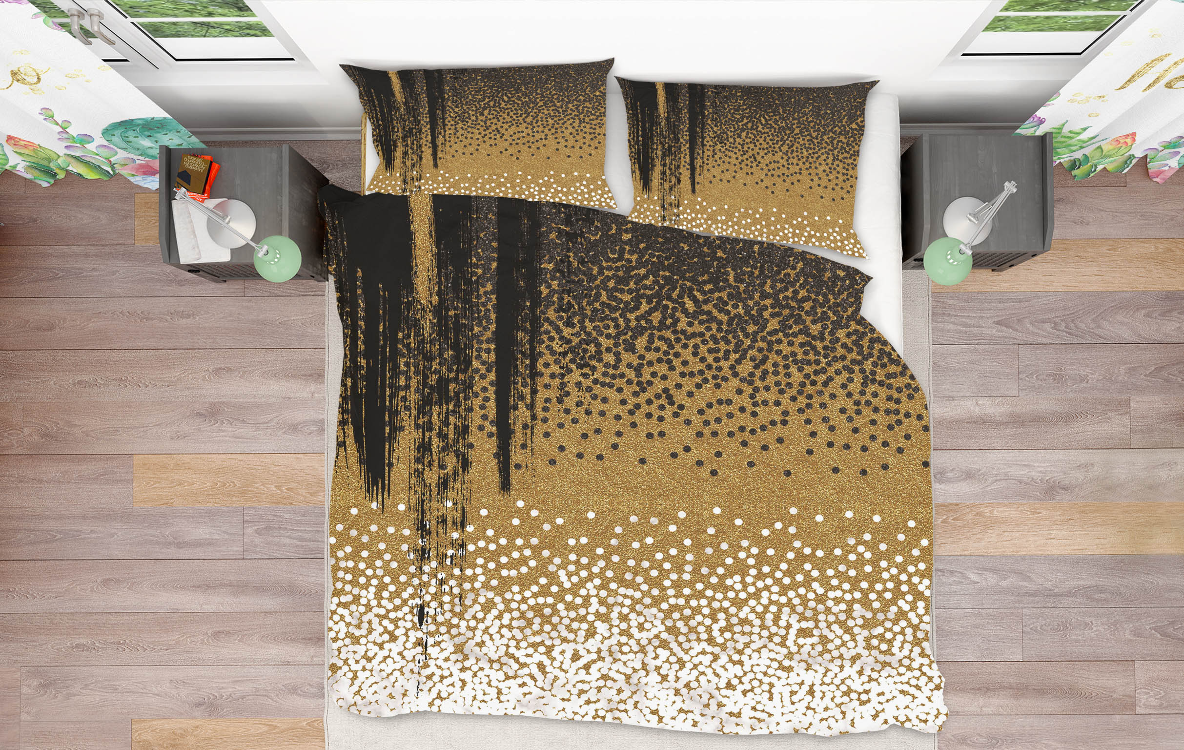 3D Golden Yellow 16028 Bed Pillowcases Quilt