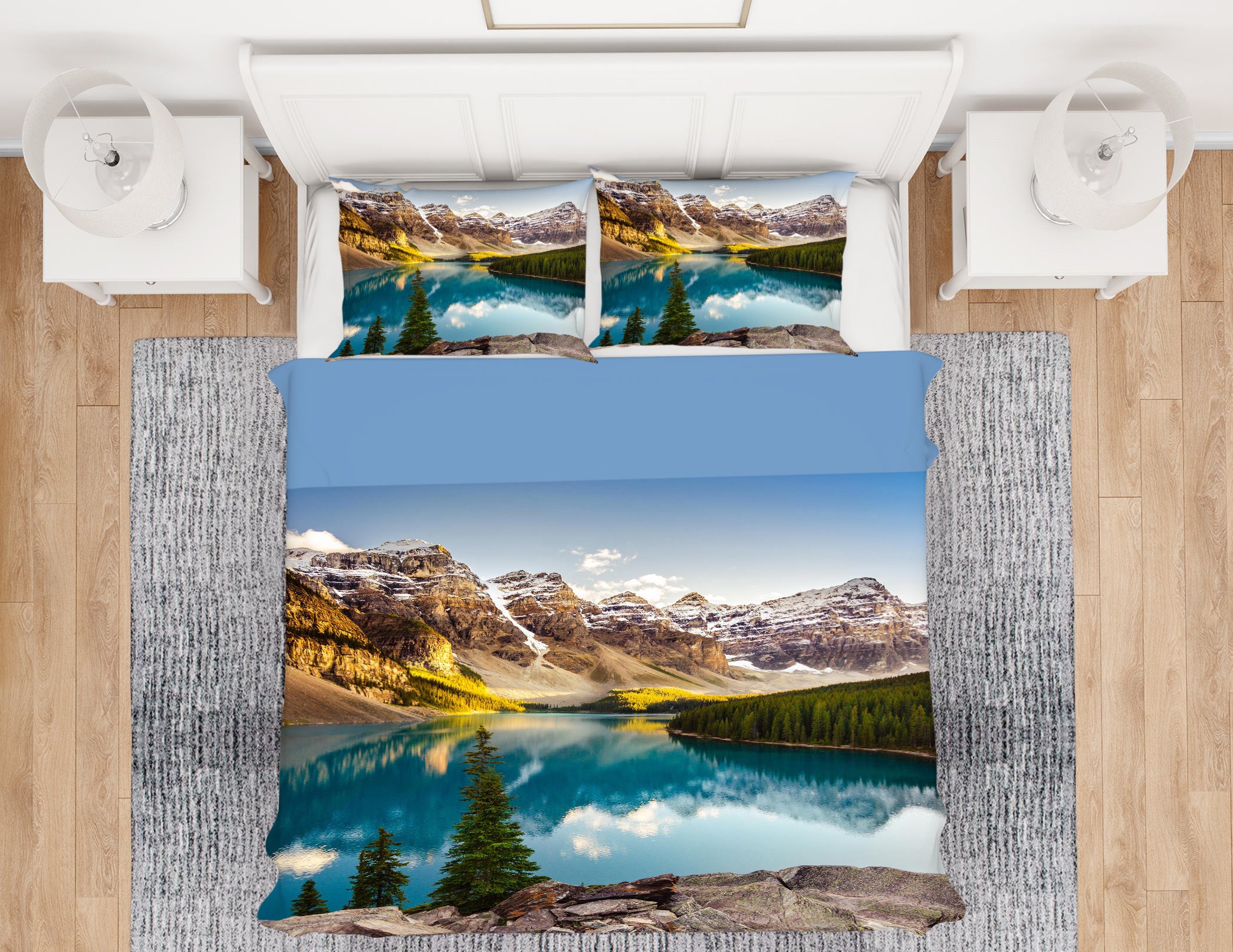 3D Mountain River 15126 Bed Pillowcases Quilt