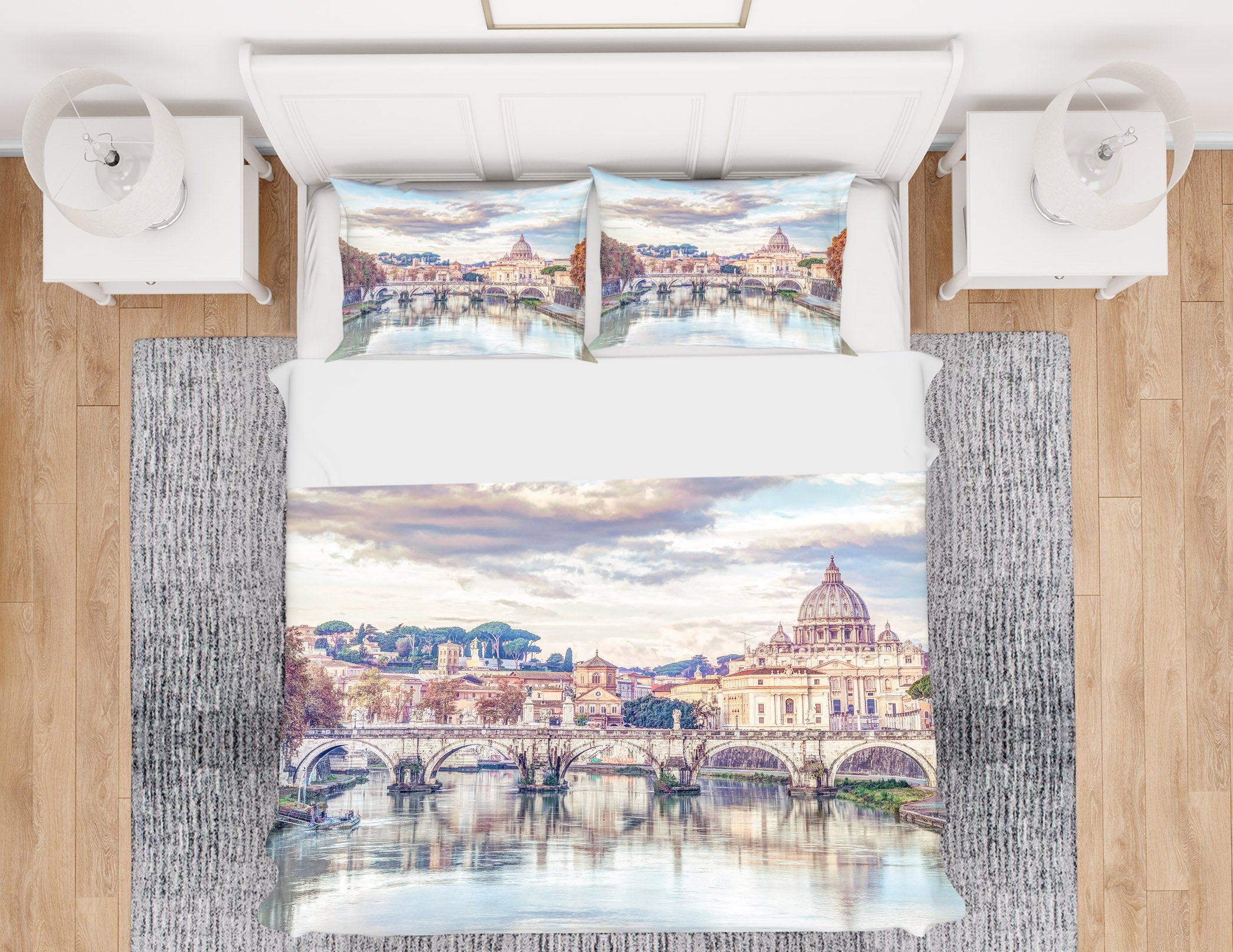 3D Building Bridge Lake 8627 Assaf Frank Bedding Bed Pillowcases Quilt