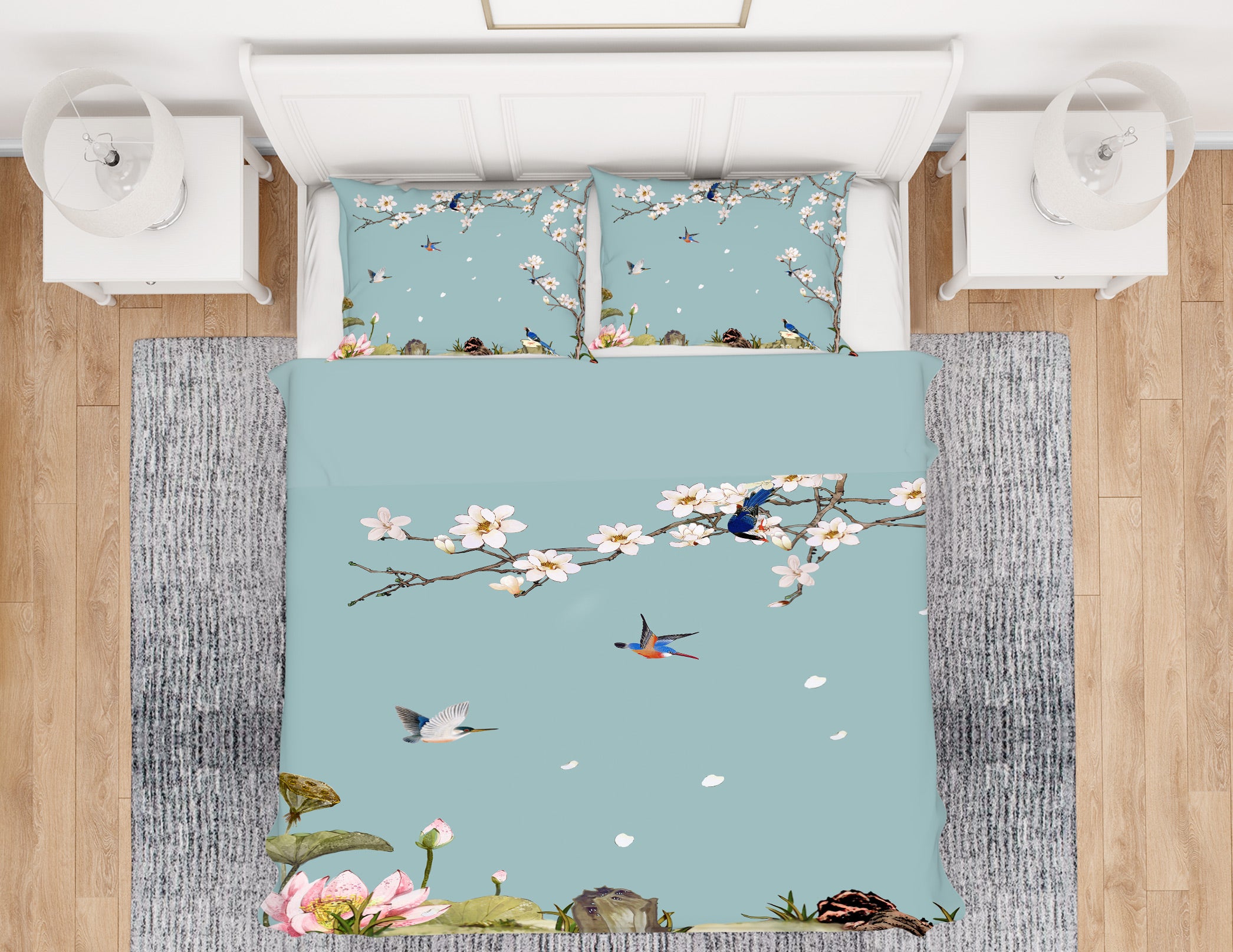 3D Flower Bird 12067 Bed Pillowcases Quilt