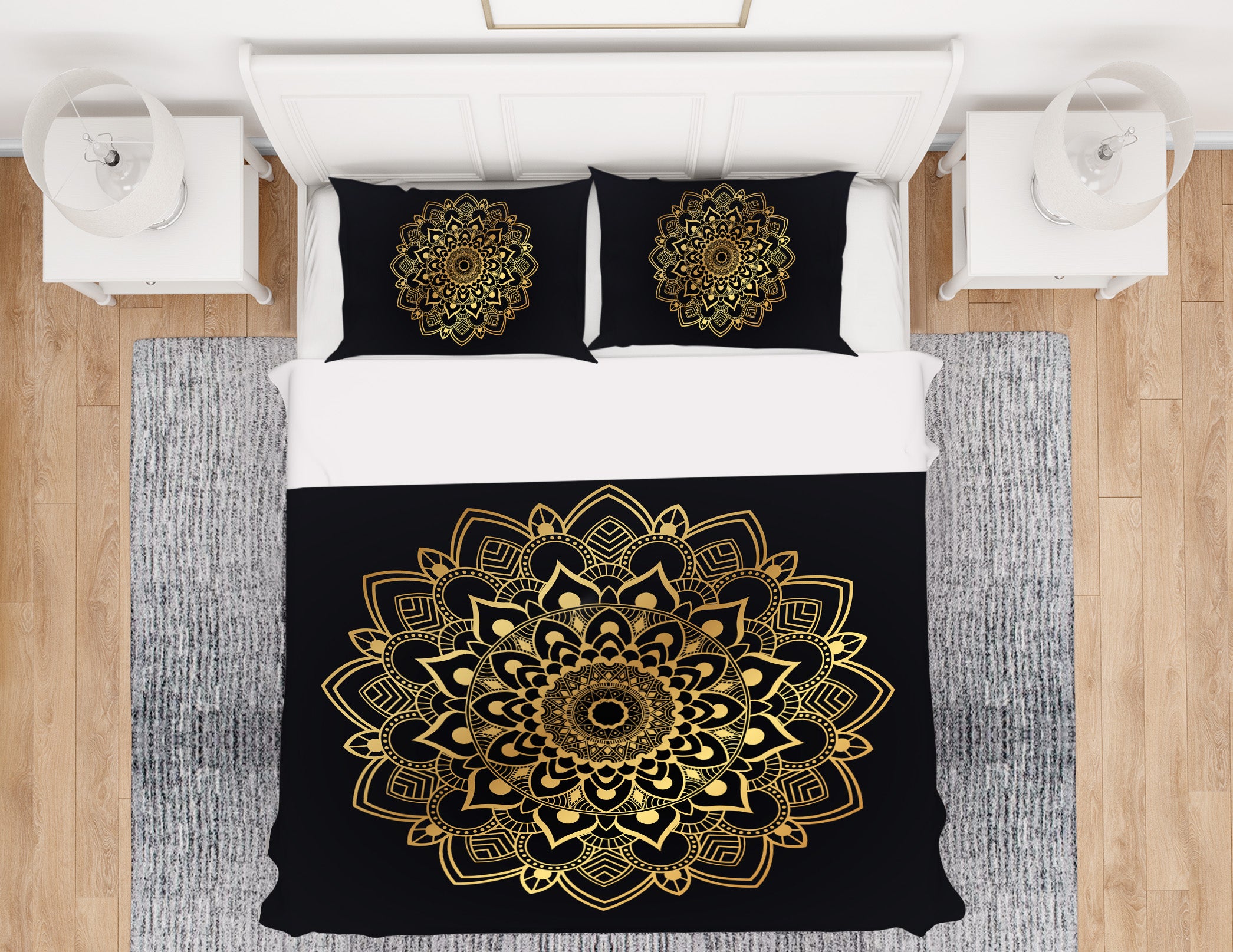 3D Golden Pattern 59069 Bed Pillowcases Quilt