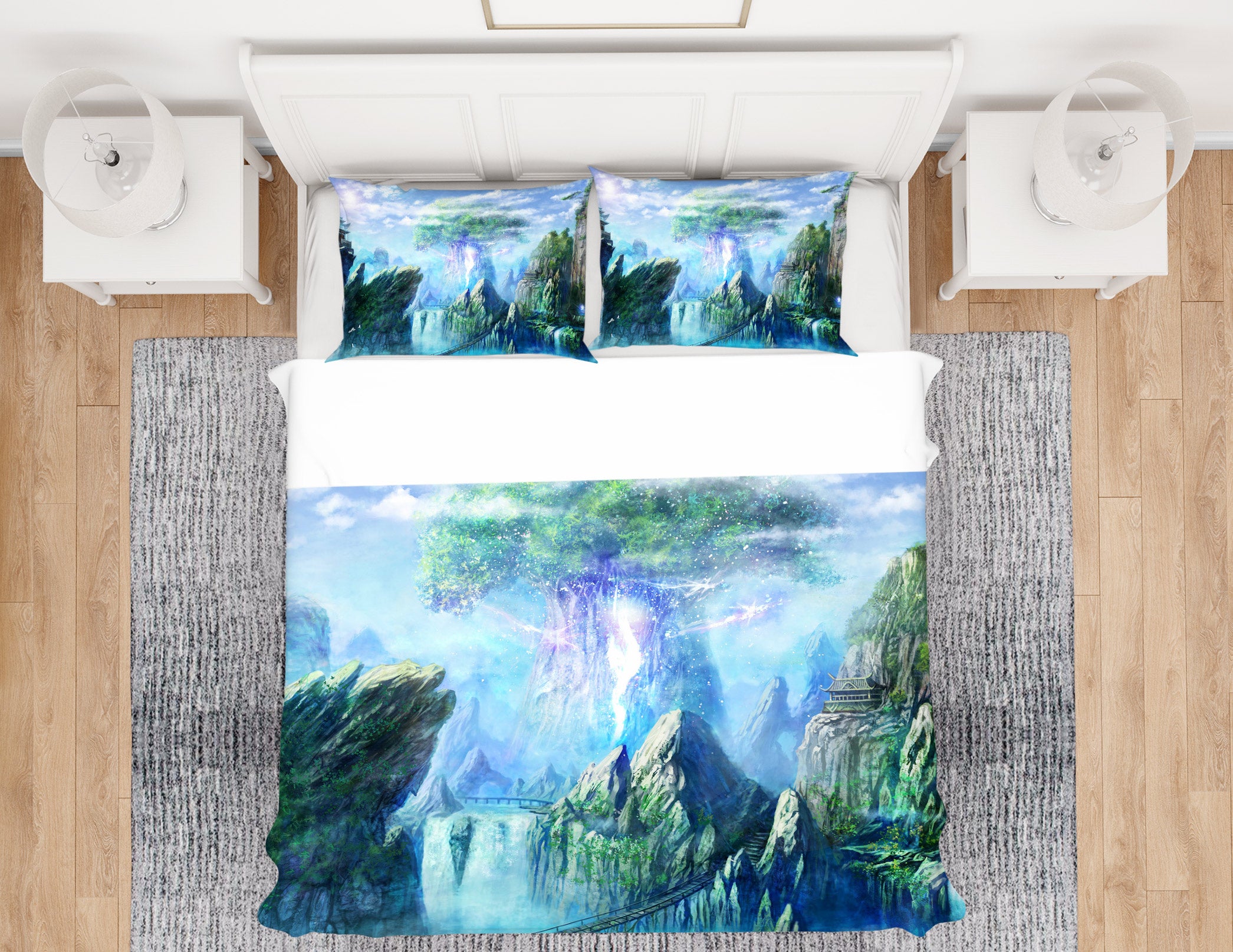 3D Mountain Big Tree 12060 Bed Pillowcases Quilt