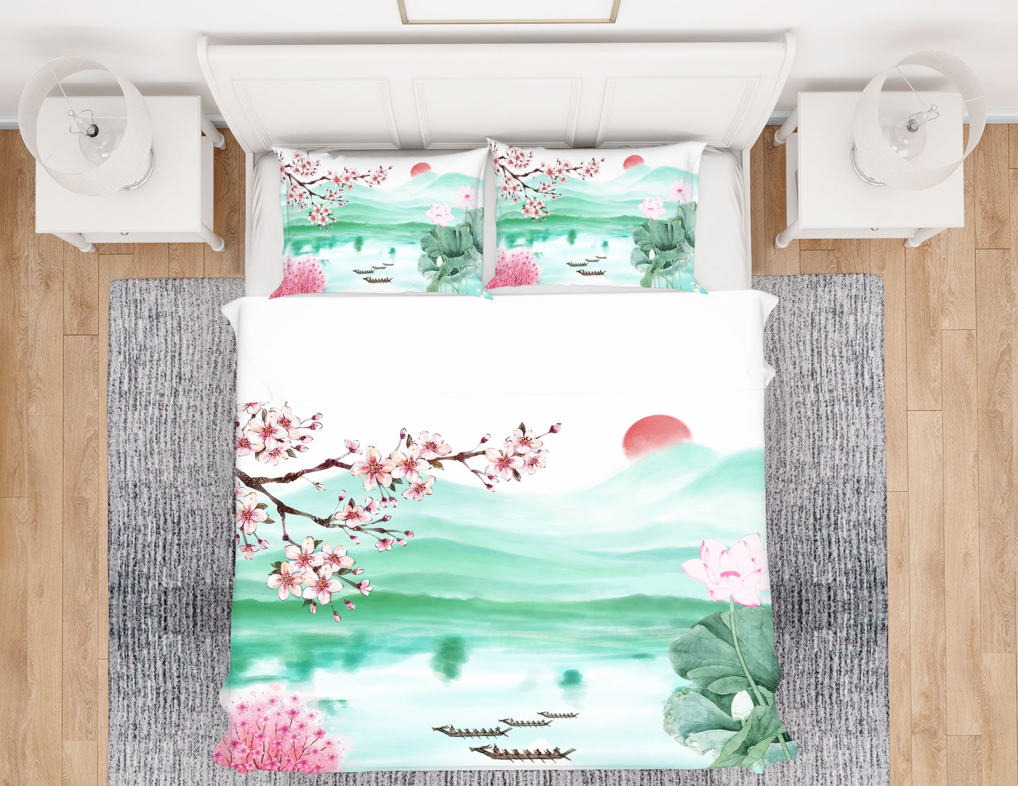 3D River Tree 13086 Bed Pillowcases Quilt