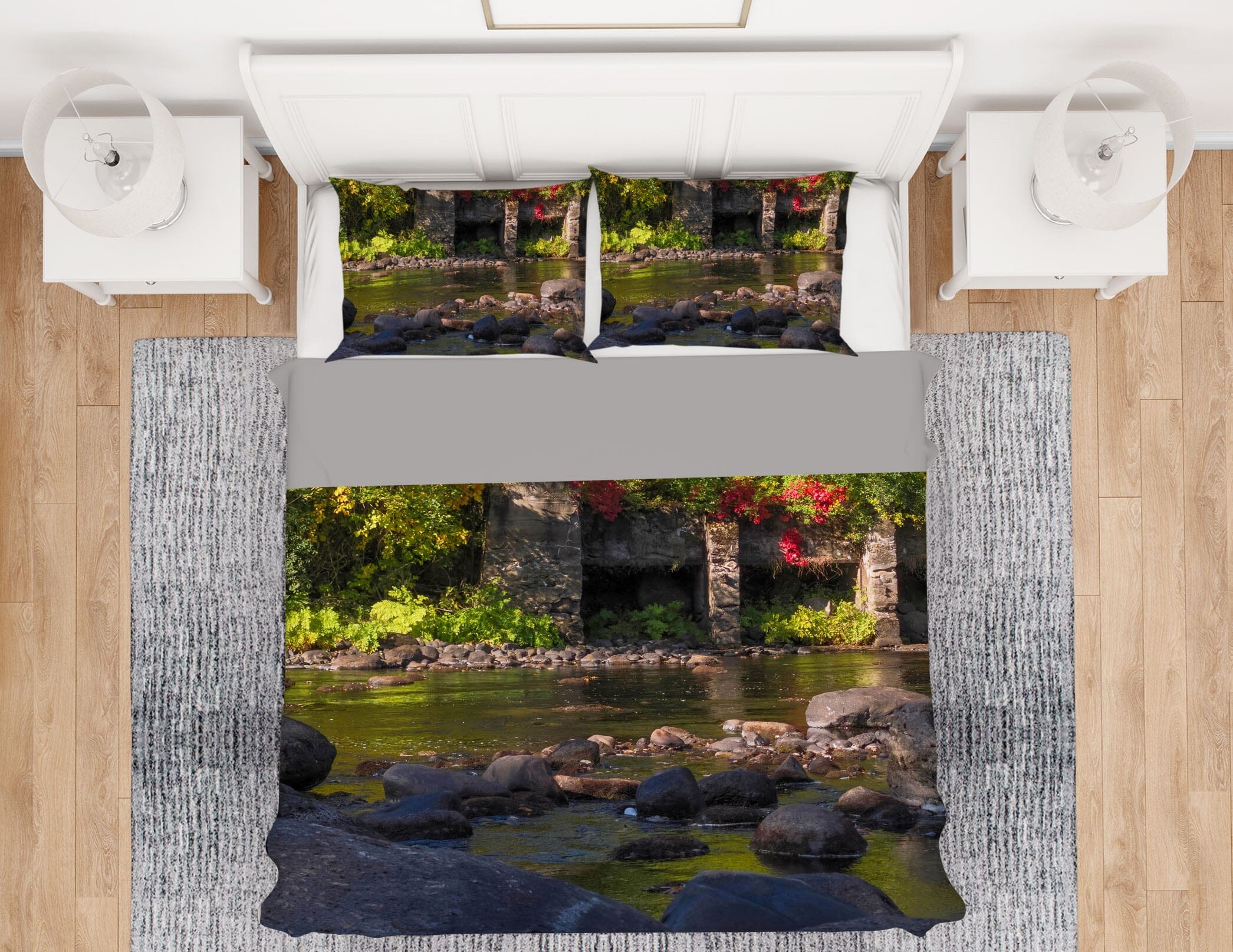 3D Green Leaves Stone 1017 Jerry LoFaro bedding Bed Pillowcases Quilt Quiet Covers AJ Creativity Home