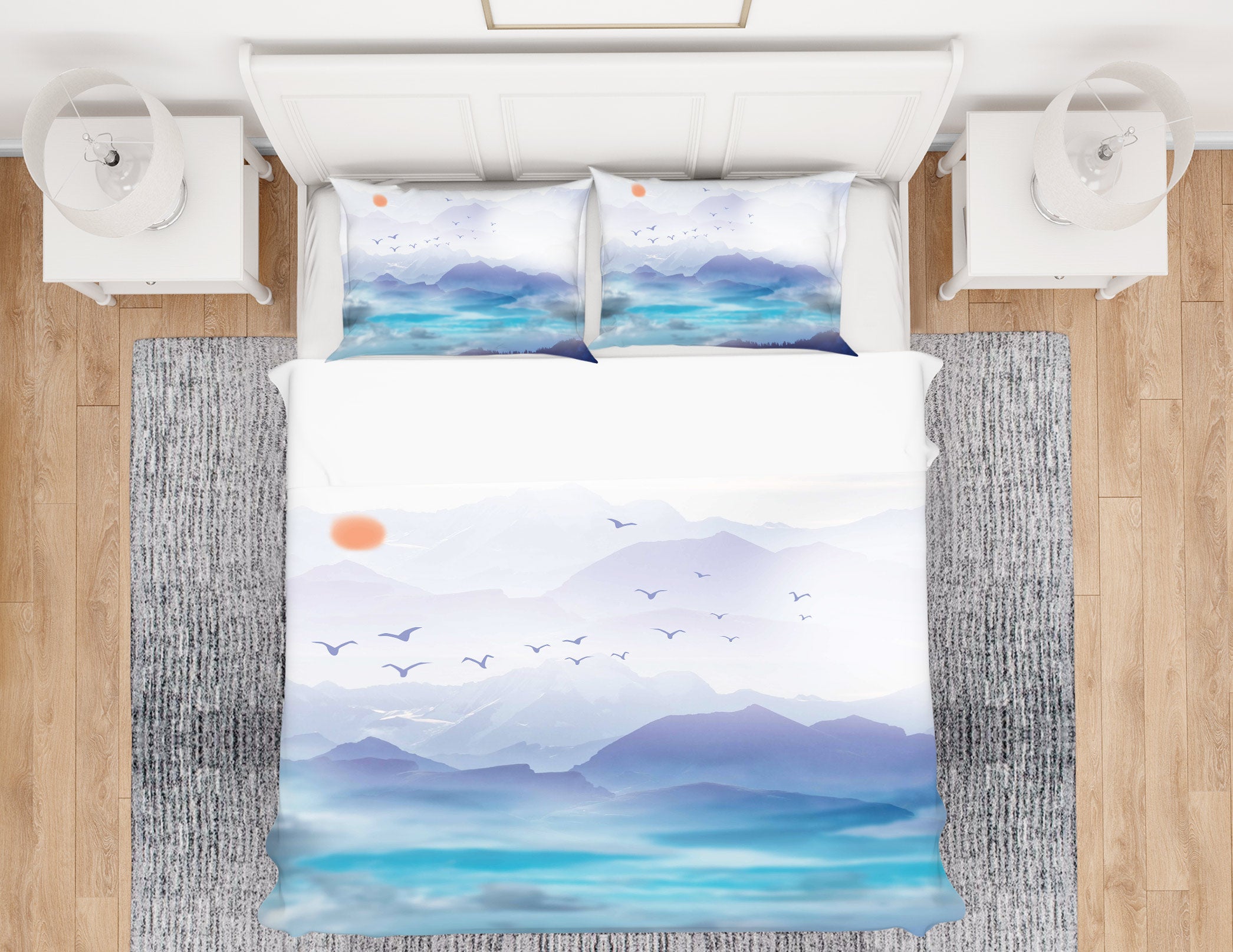 3D Mountain Wild Goose 12055 Bed Pillowcases Quilt