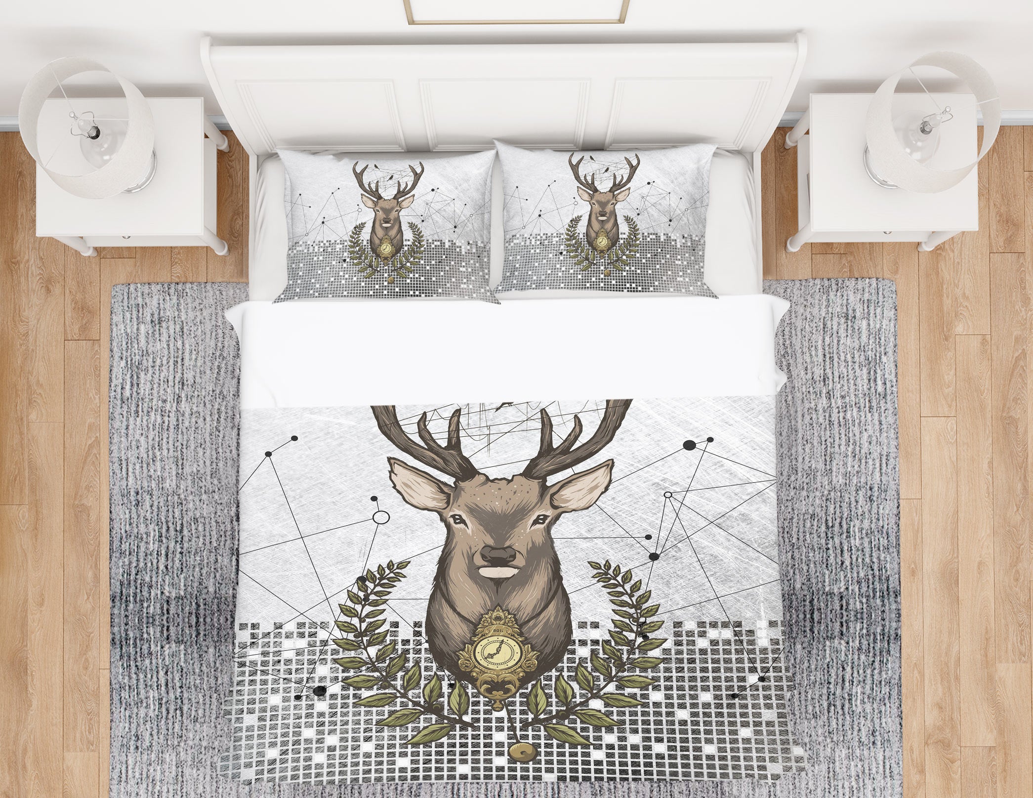 3D Deer Head 12085 Bed Pillowcases Quilt