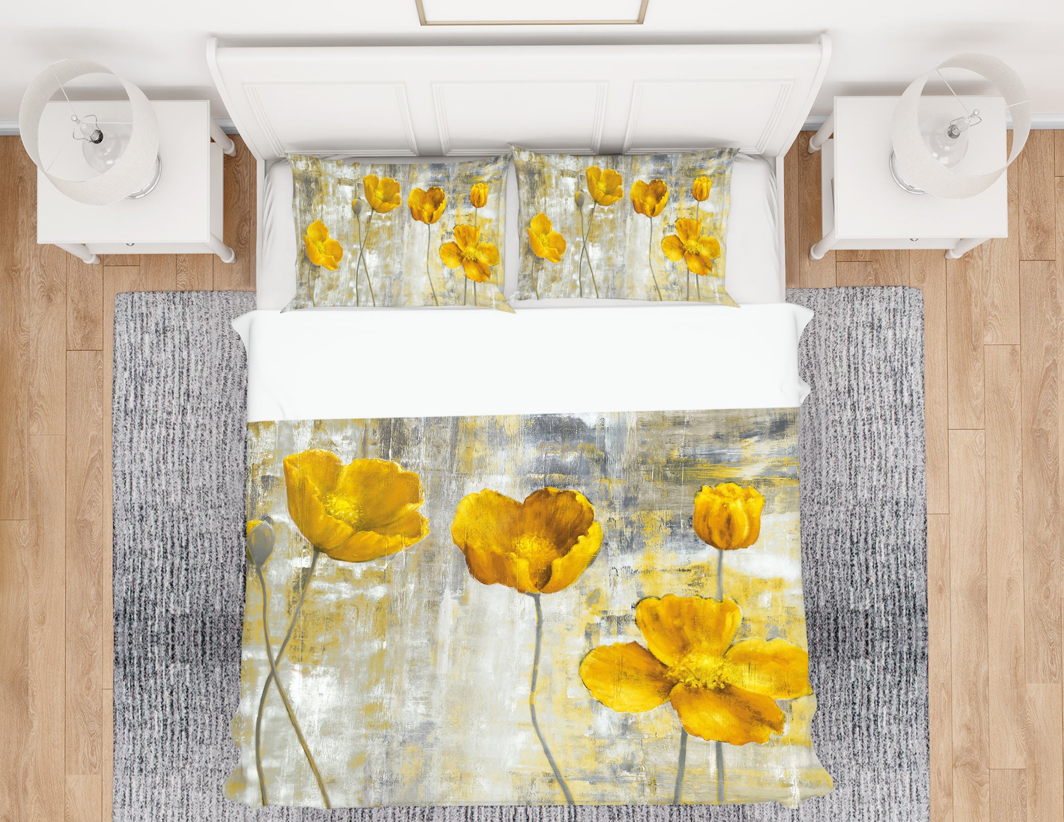 3D Golden Flowers 13025 Bed Pillowcases Quilt