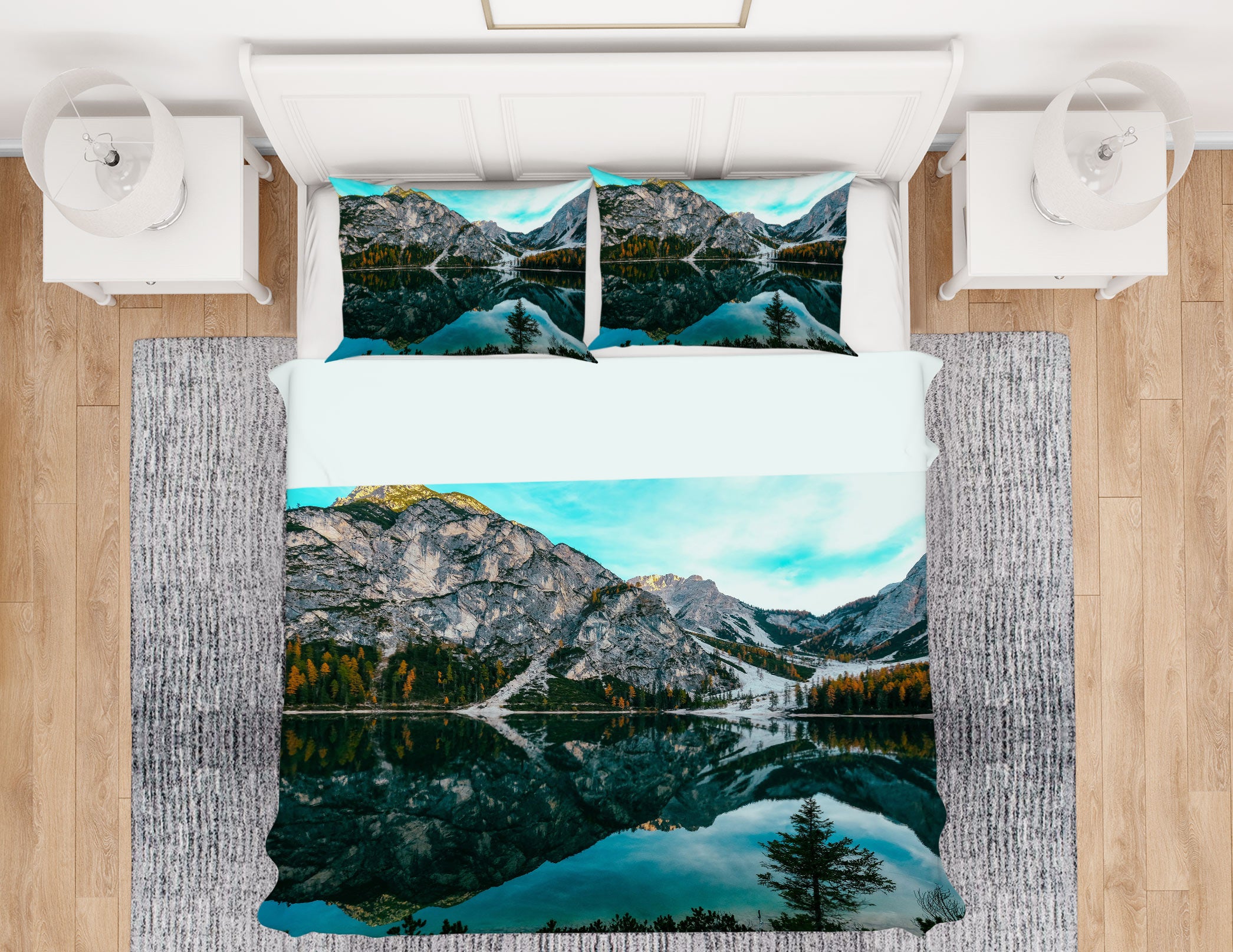 3D Mountain Lake 12216 Bed Pillowcases Quilt