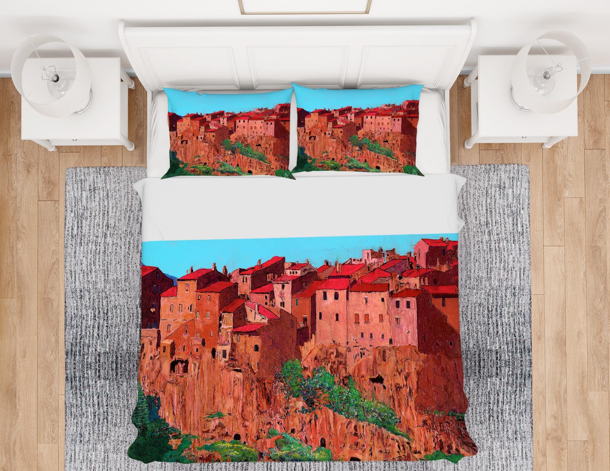 3D Pitigliano Village 2102 Allan P. Friedlander Bedding Bed Pillowcases Quilt Quiet Covers AJ Creativity Home