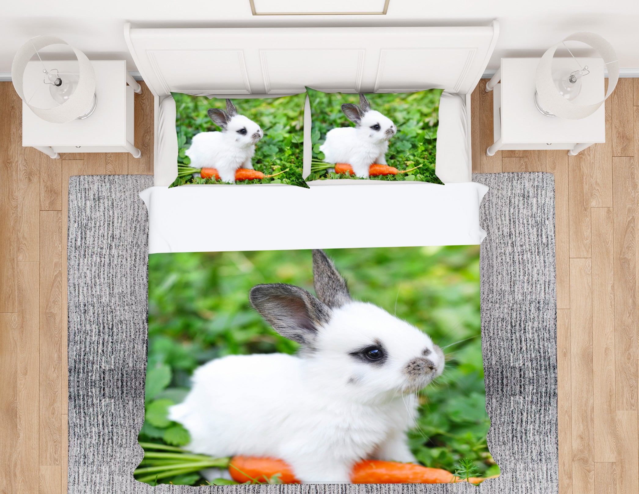 3D Bunny Carrot 12200 Bed Pillowcases Quilt