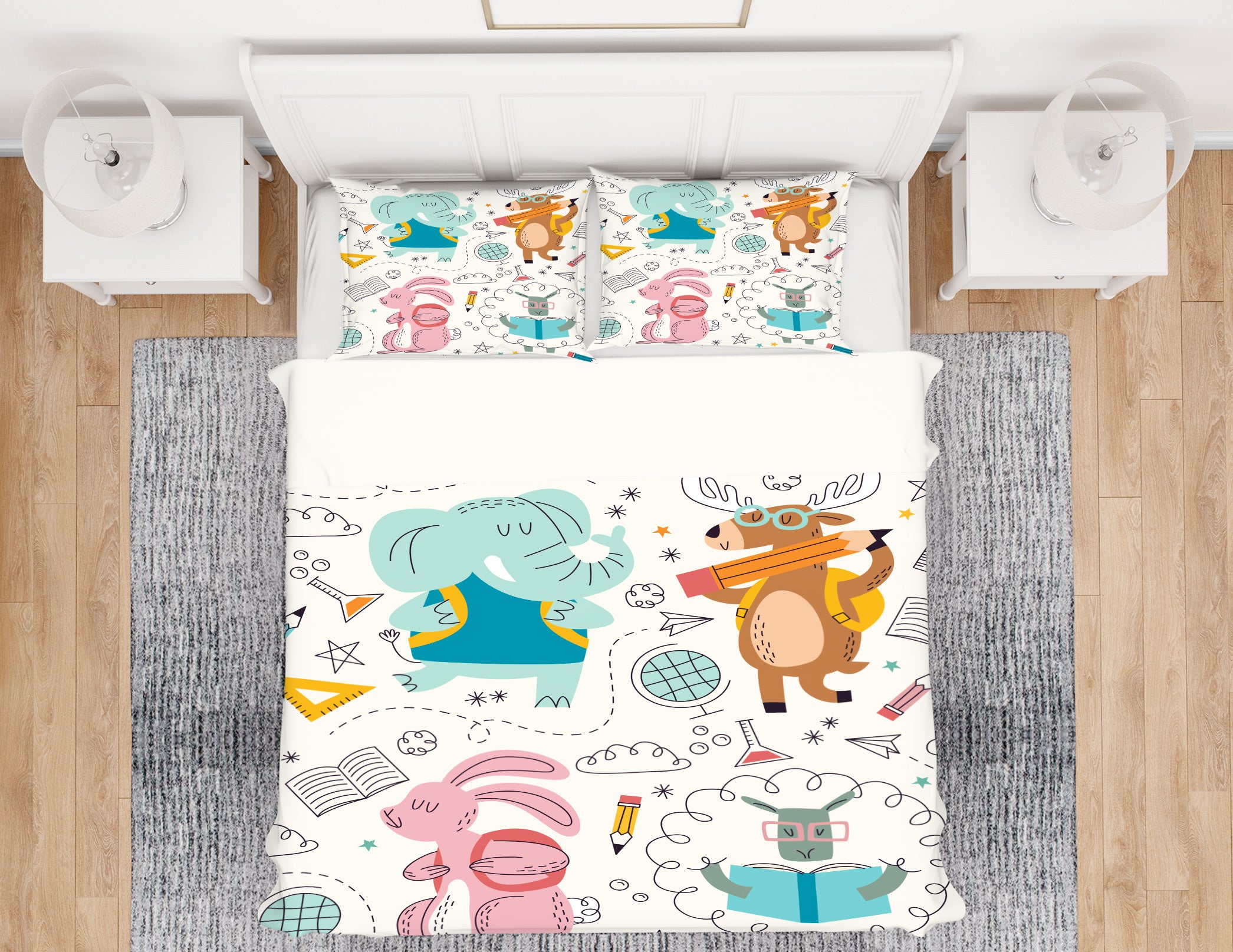 3D Elephant Deer Rabbit Sheep 60062 Bed Pillowcases Quilt