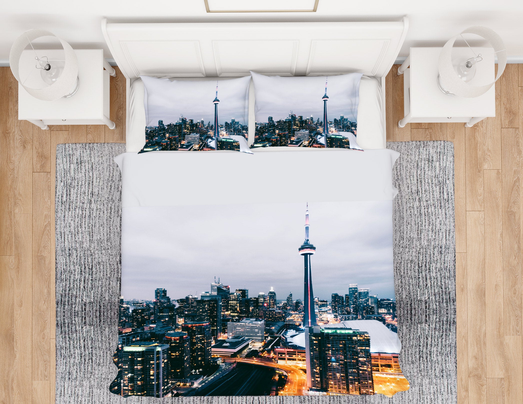 3D City House 12219 Bed Pillowcases Quilt