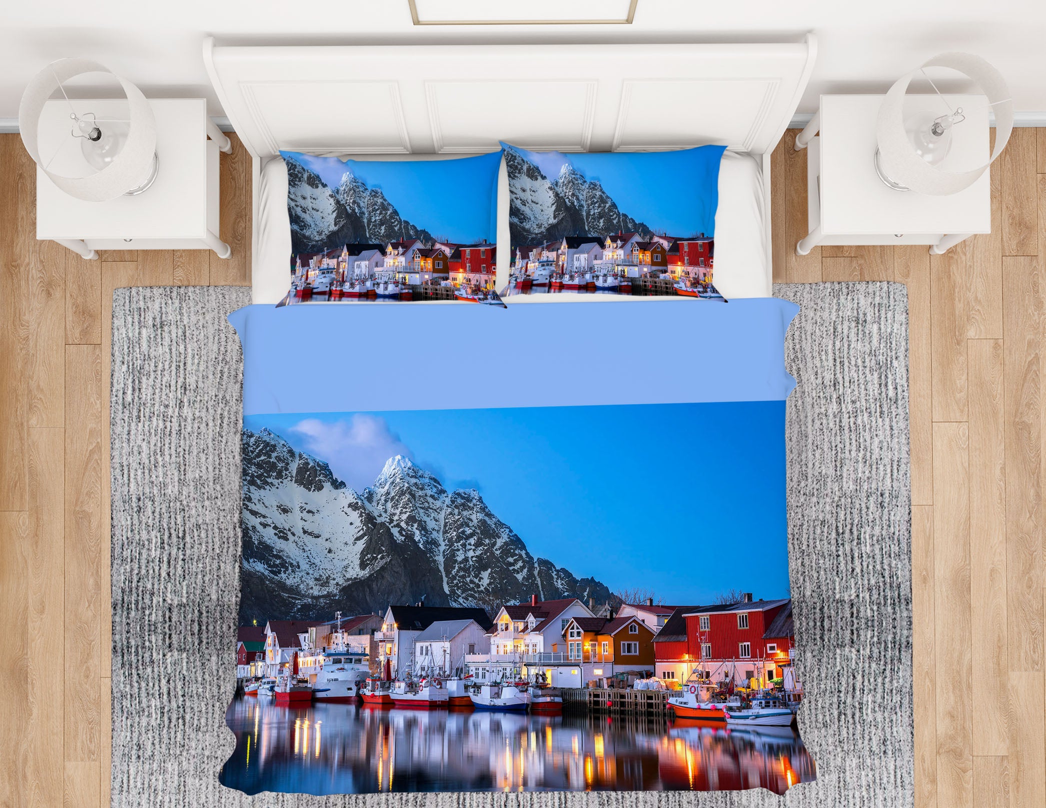 3D Mountain Town 093 Marco Carmassi Bedding Bed Pillowcases Quilt