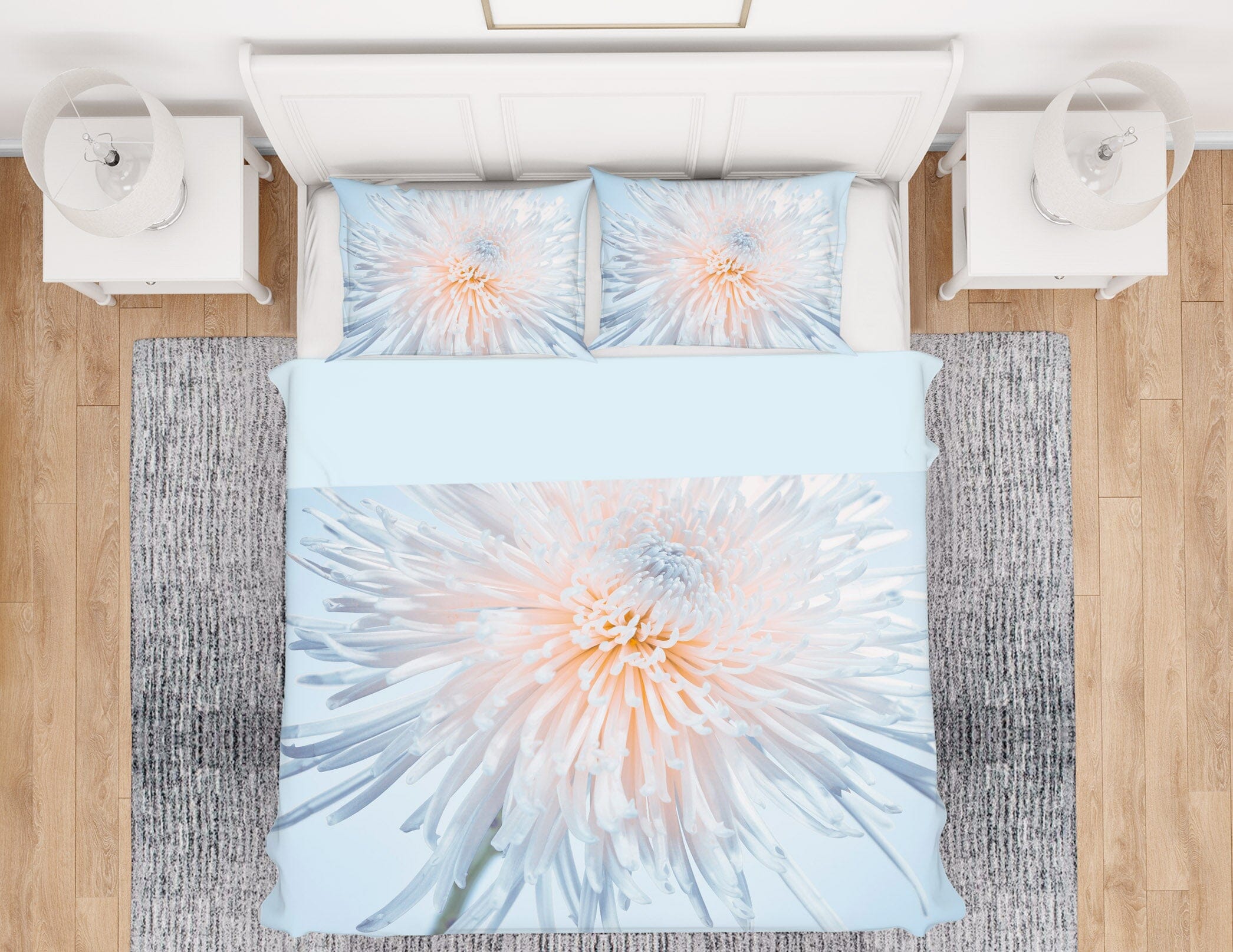 3D White Chrysanthemum 1012 Assaf Frank Bedding Bed Pillowcases Quilt Quiet Covers AJ Creativity Home