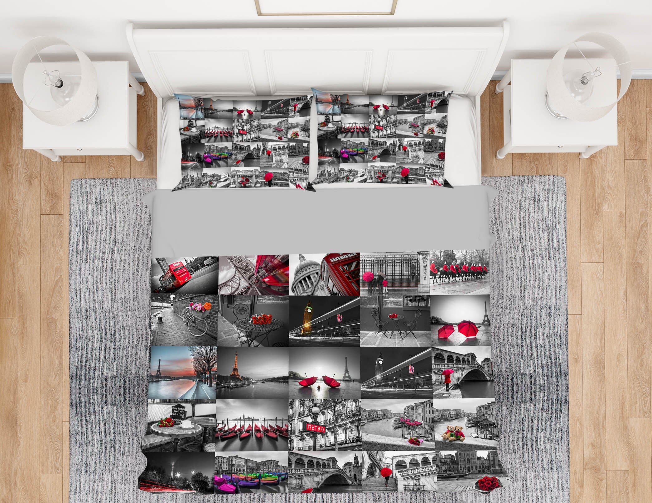 3D Red Bus Umbrella 1001 Assaf Frank Bedding Bed Pillowcases Quilt Quiet Covers AJ Creativity Home