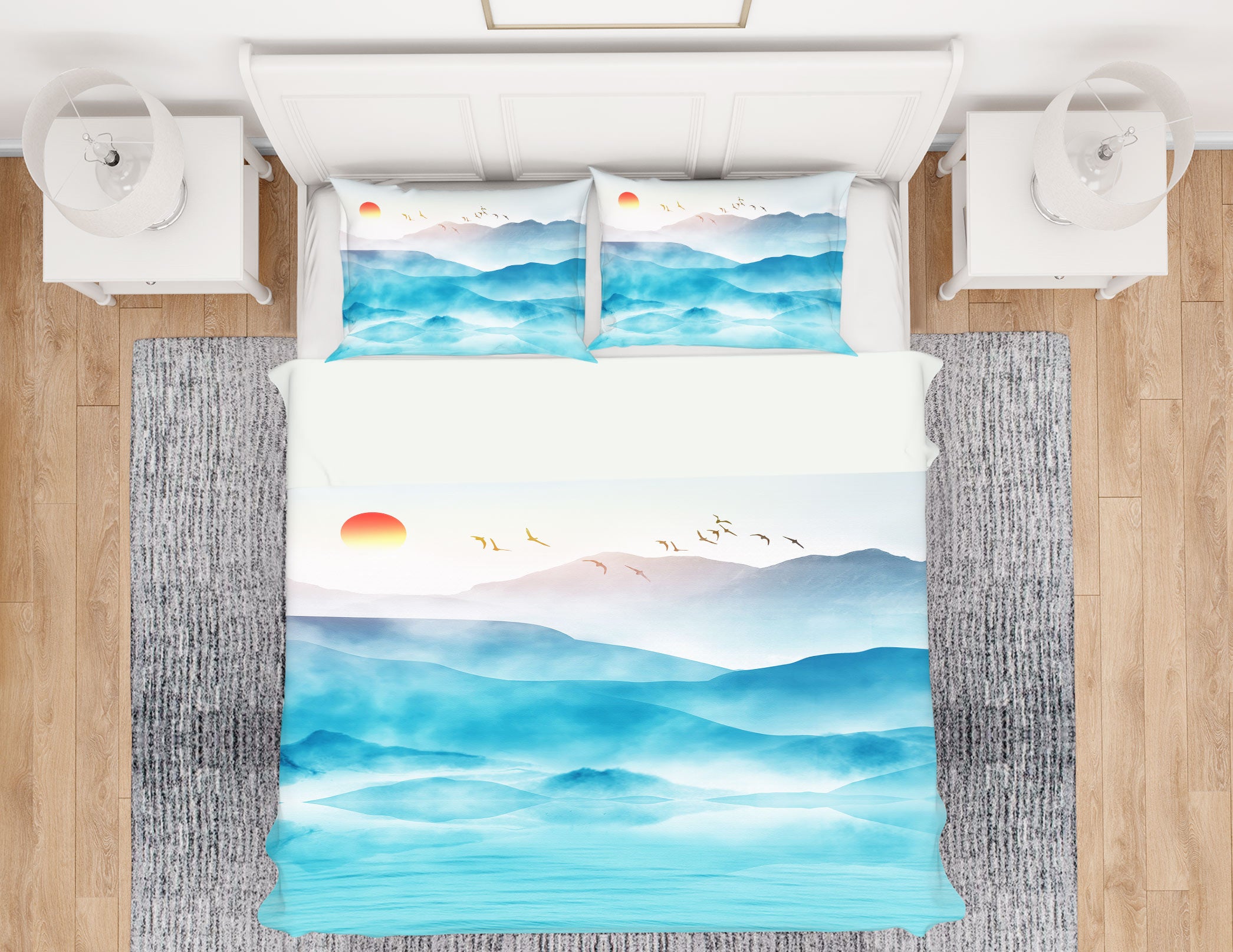 3D Mountain River 13068 Bed Pillowcases Quilt
