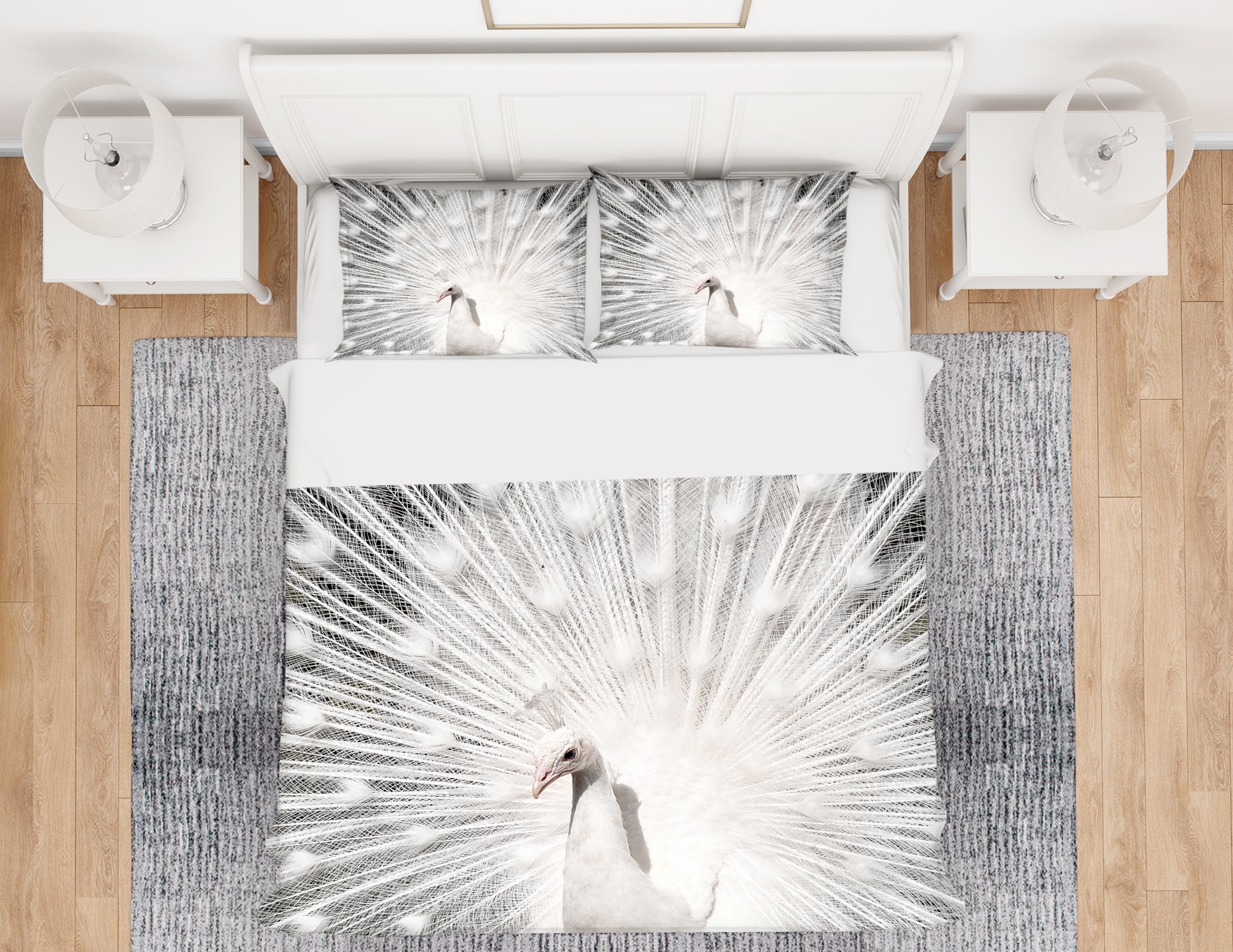 3D White Peacock 59212 Bed Pillowcases Quilt