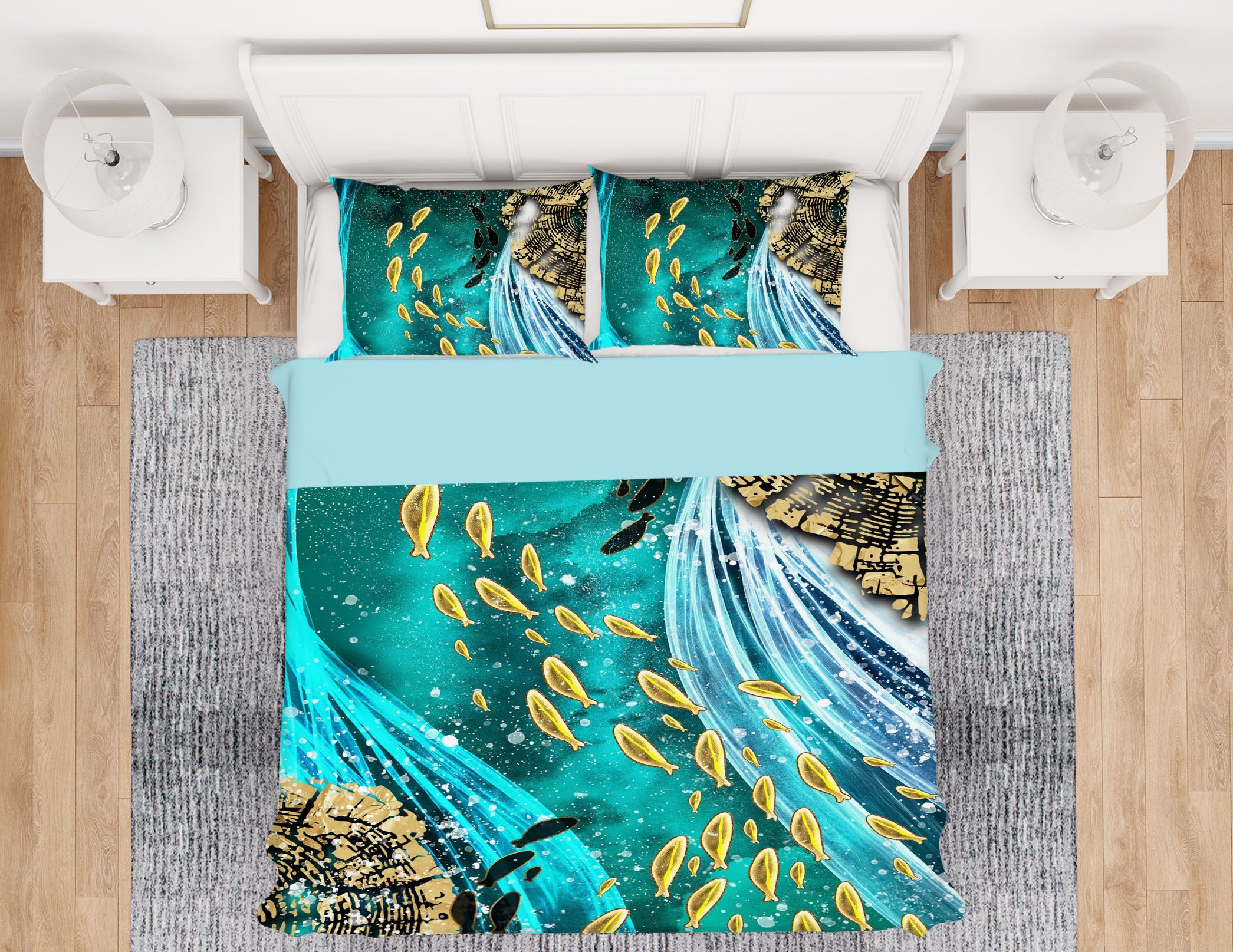 3D Golden Fish 16043 Bed Pillowcases Quilt