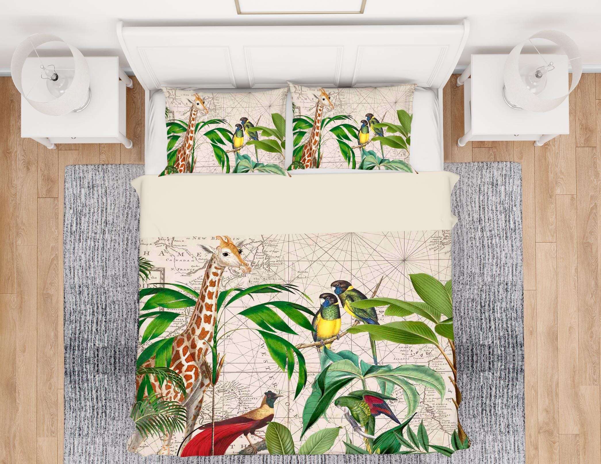 3D Palm Tree Map 2145 Andrea haase Bedding Bed Pillowcases Quilt Quiet Covers AJ Creativity Home
