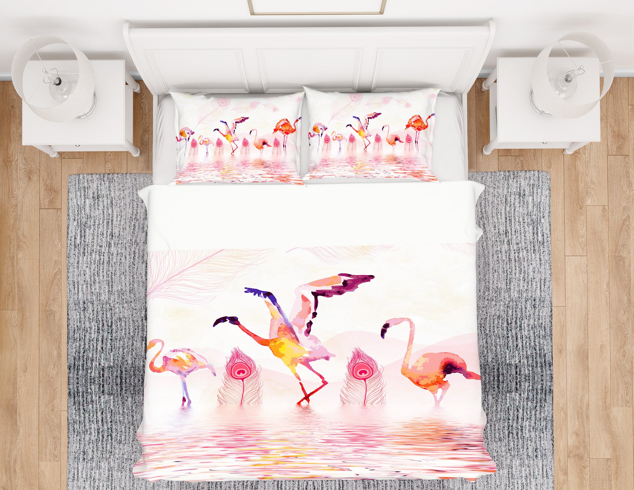 3D Flamingo 12106 Bed Pillowcases Quilt