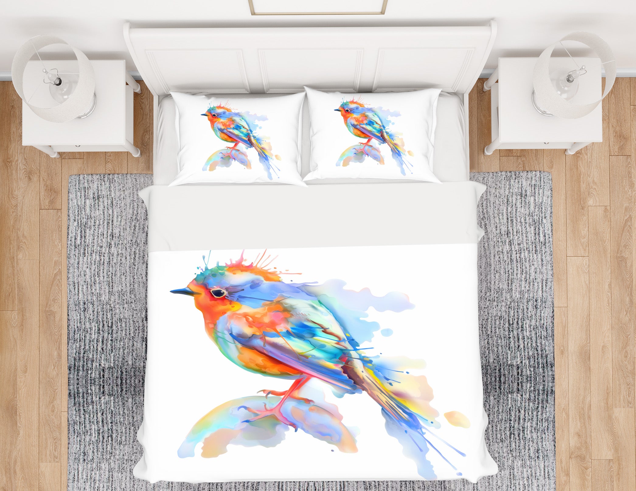 3D Colorful Watercolor Sparrow 58228 Bed Pillowcases Quilt