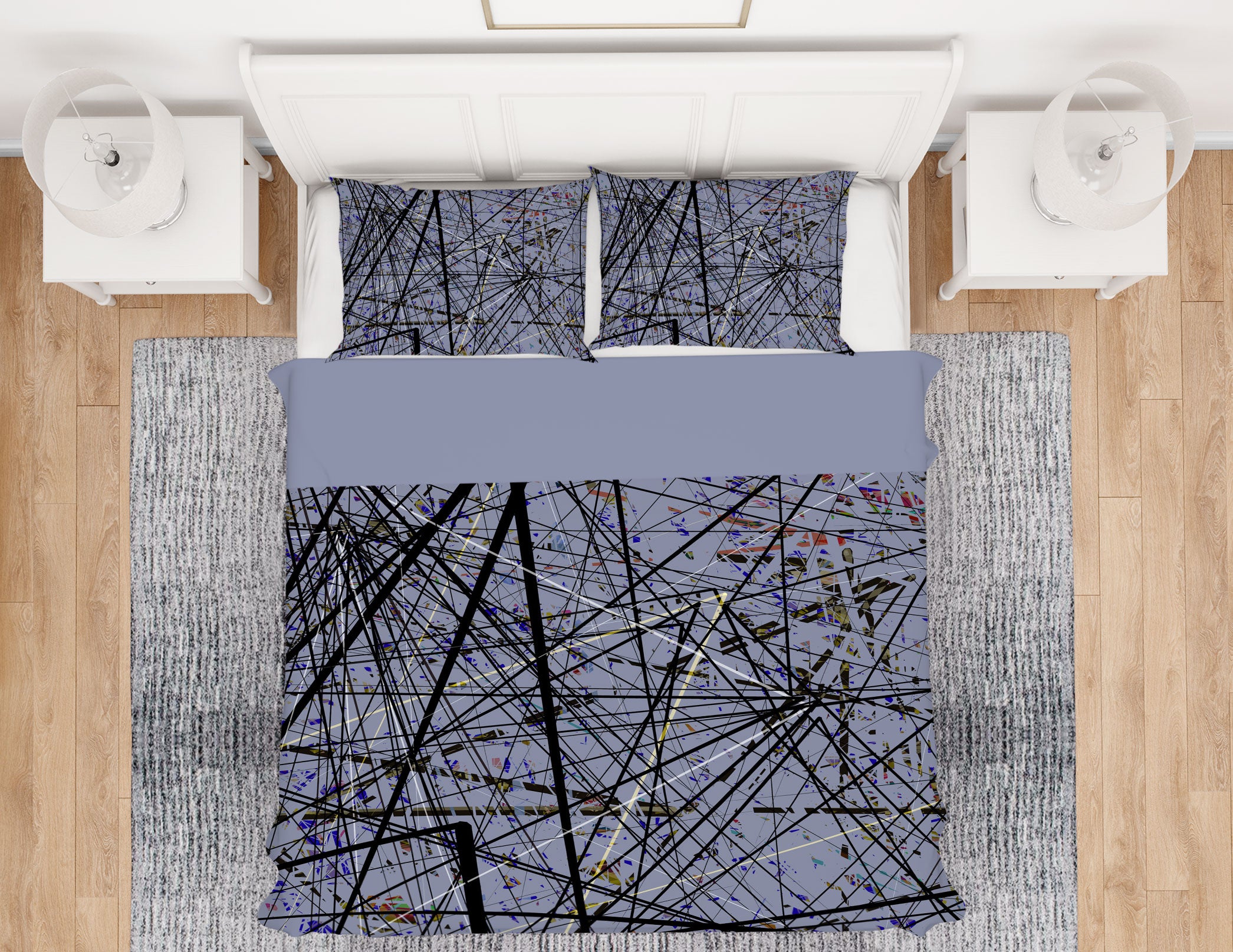 3D Dark Gray Lines 13211 Bed Pillowcases Quilt