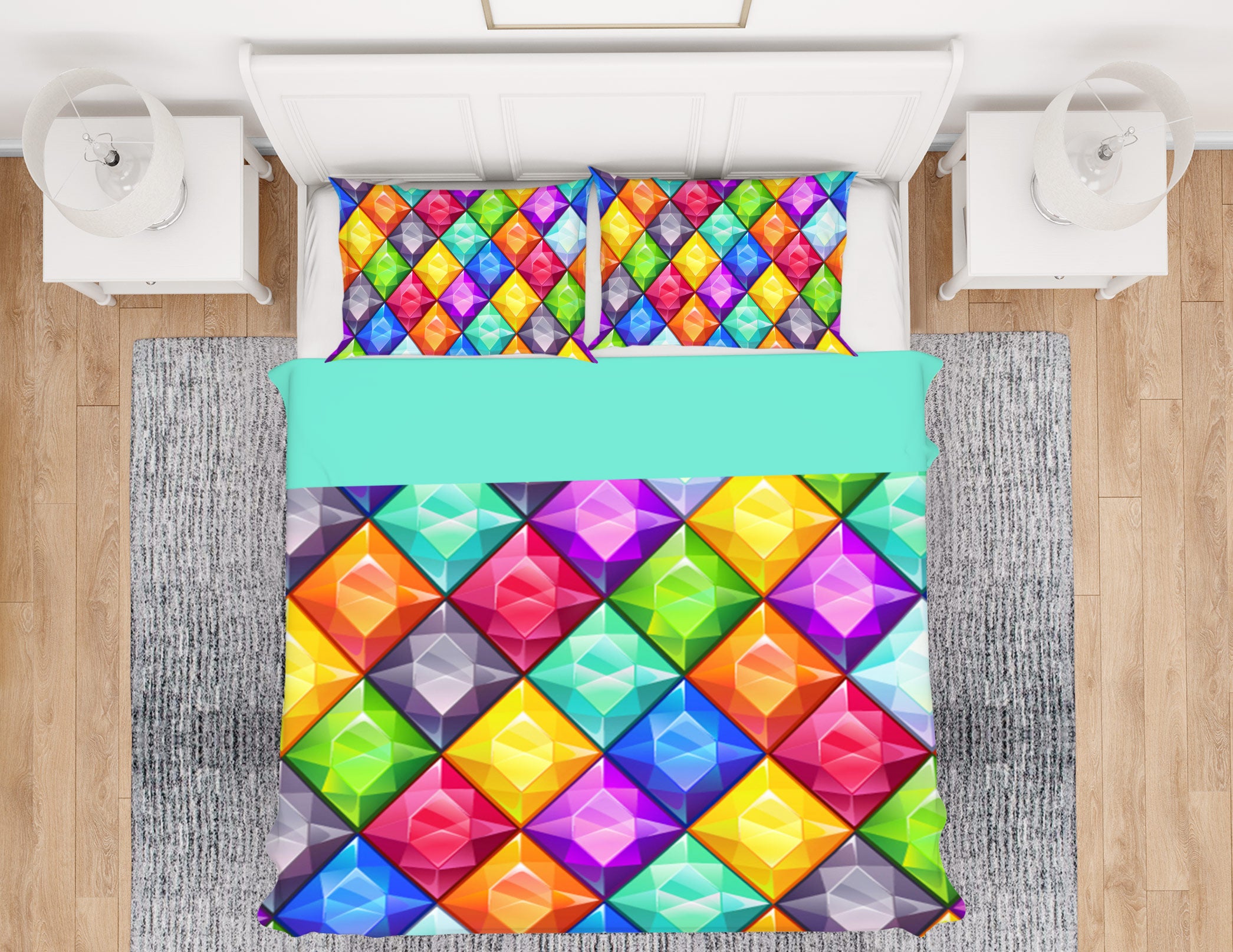 3D Color Rhombus 13206 Bed Pillowcases Quilt