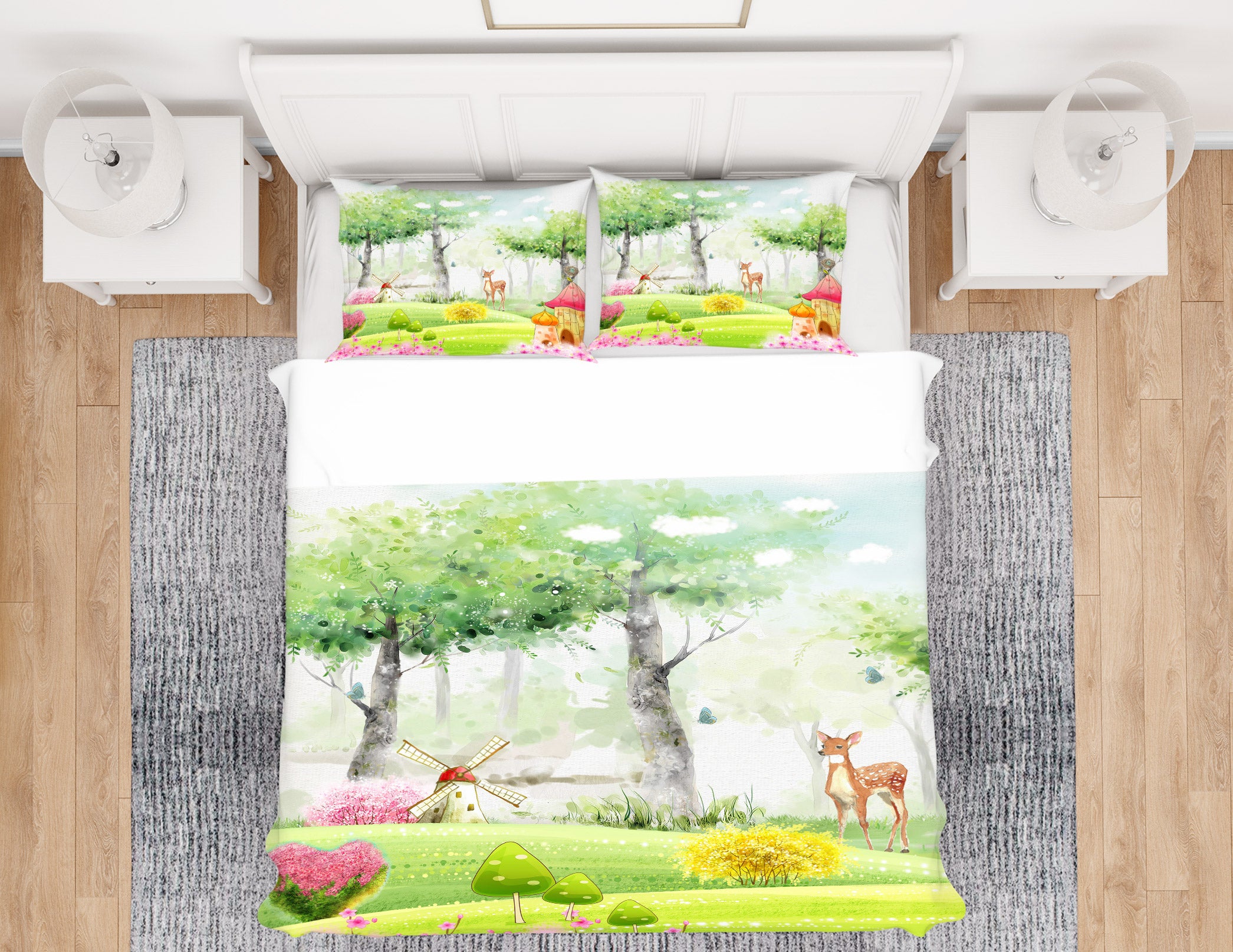 3D Forest Deer 13112 Bed Pillowcases Quilt
