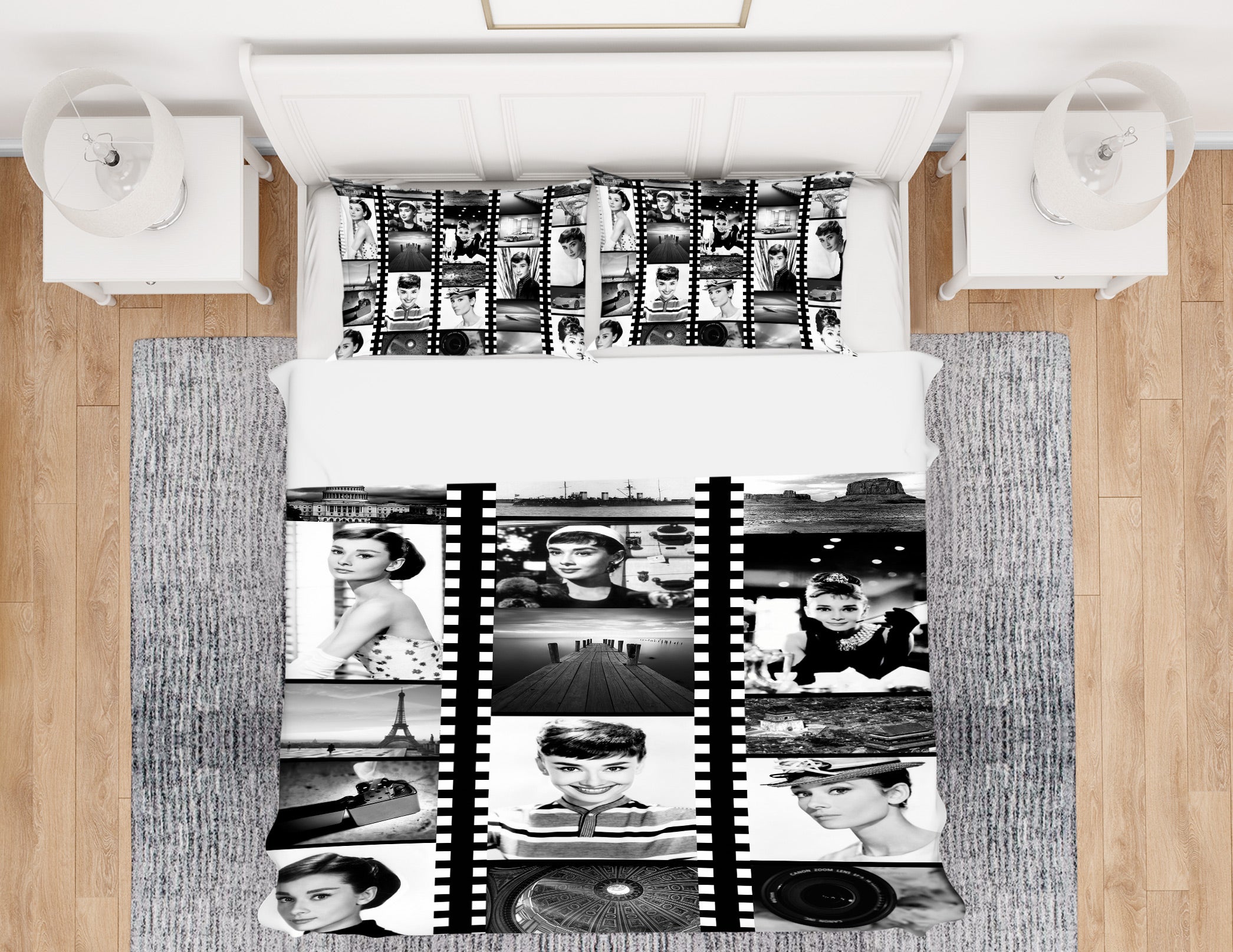 3D Hepburn Photos 12023 Bed Pillowcases Quilt