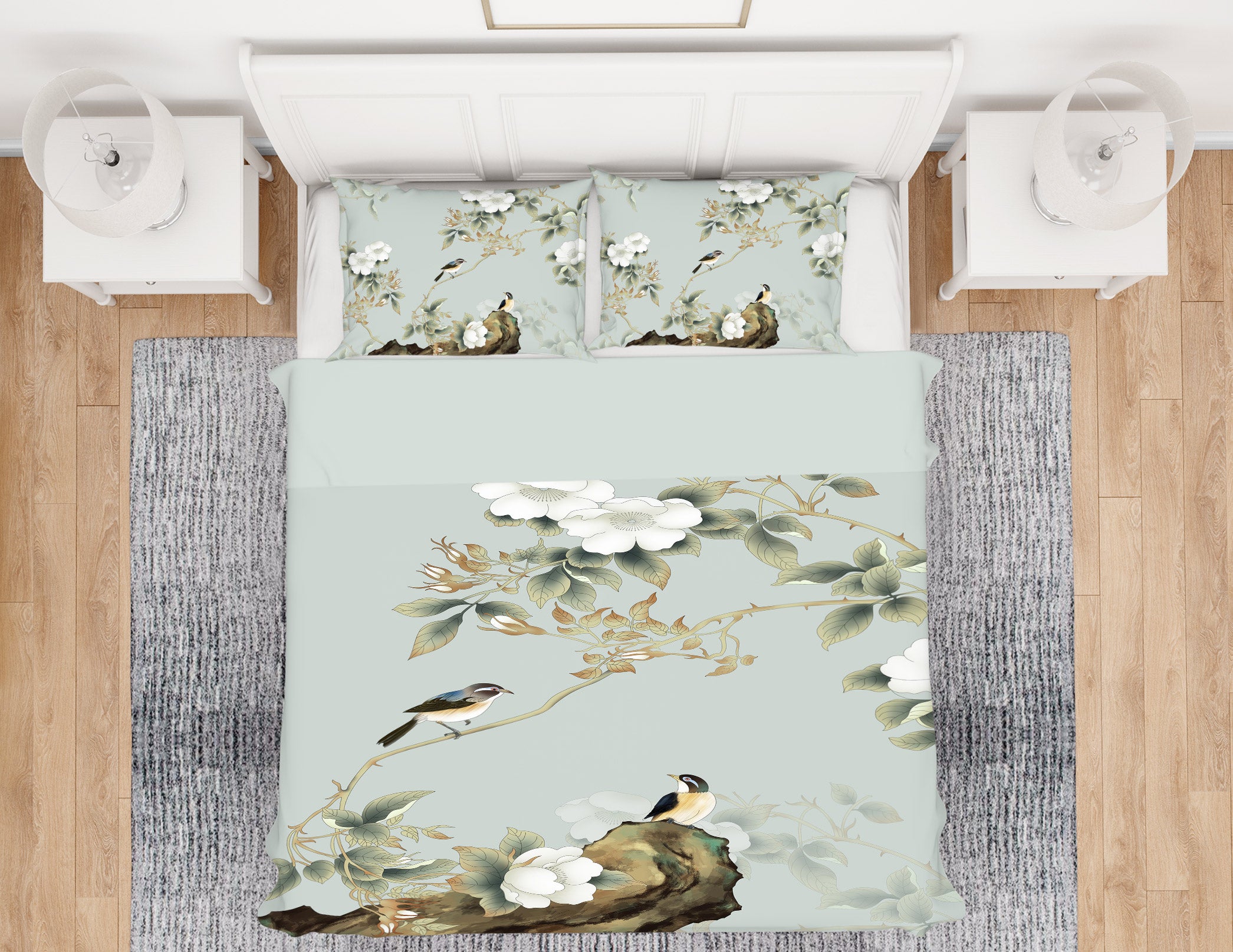 3D Flower Branch Bird 12068 Bed Pillowcases Quilt