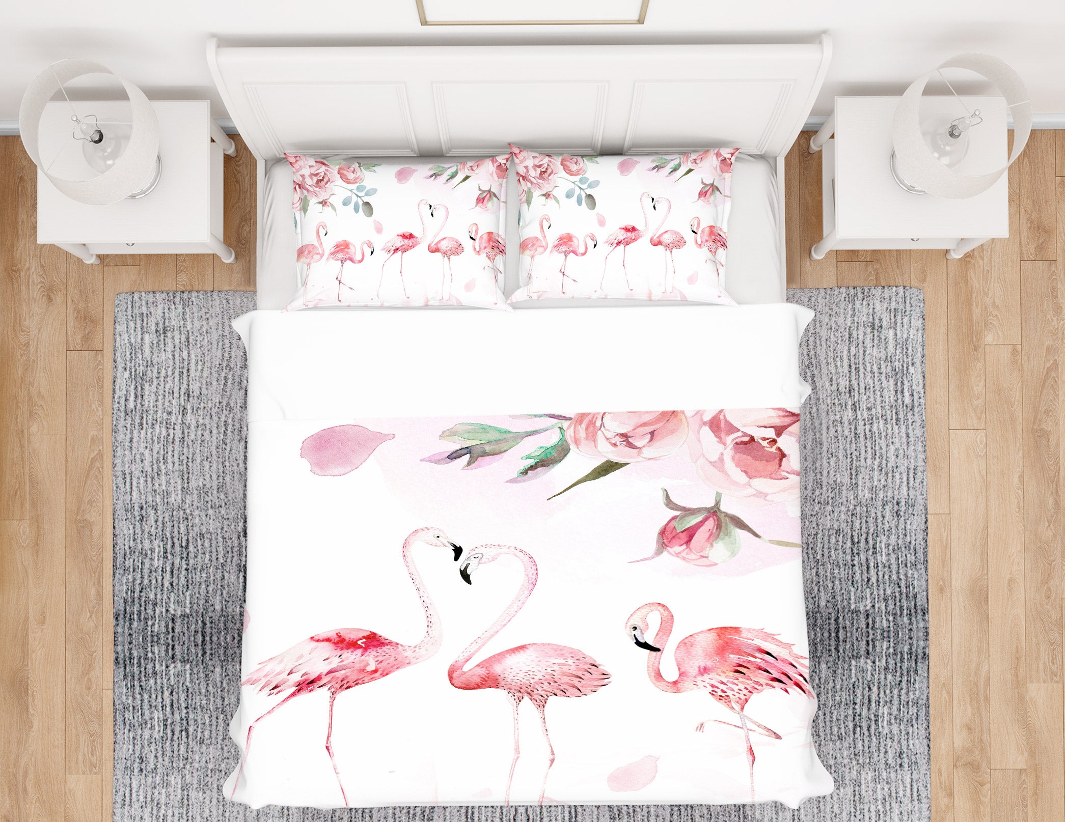 3D Flamingo Flowers 12107 Bed Pillowcases Quilt