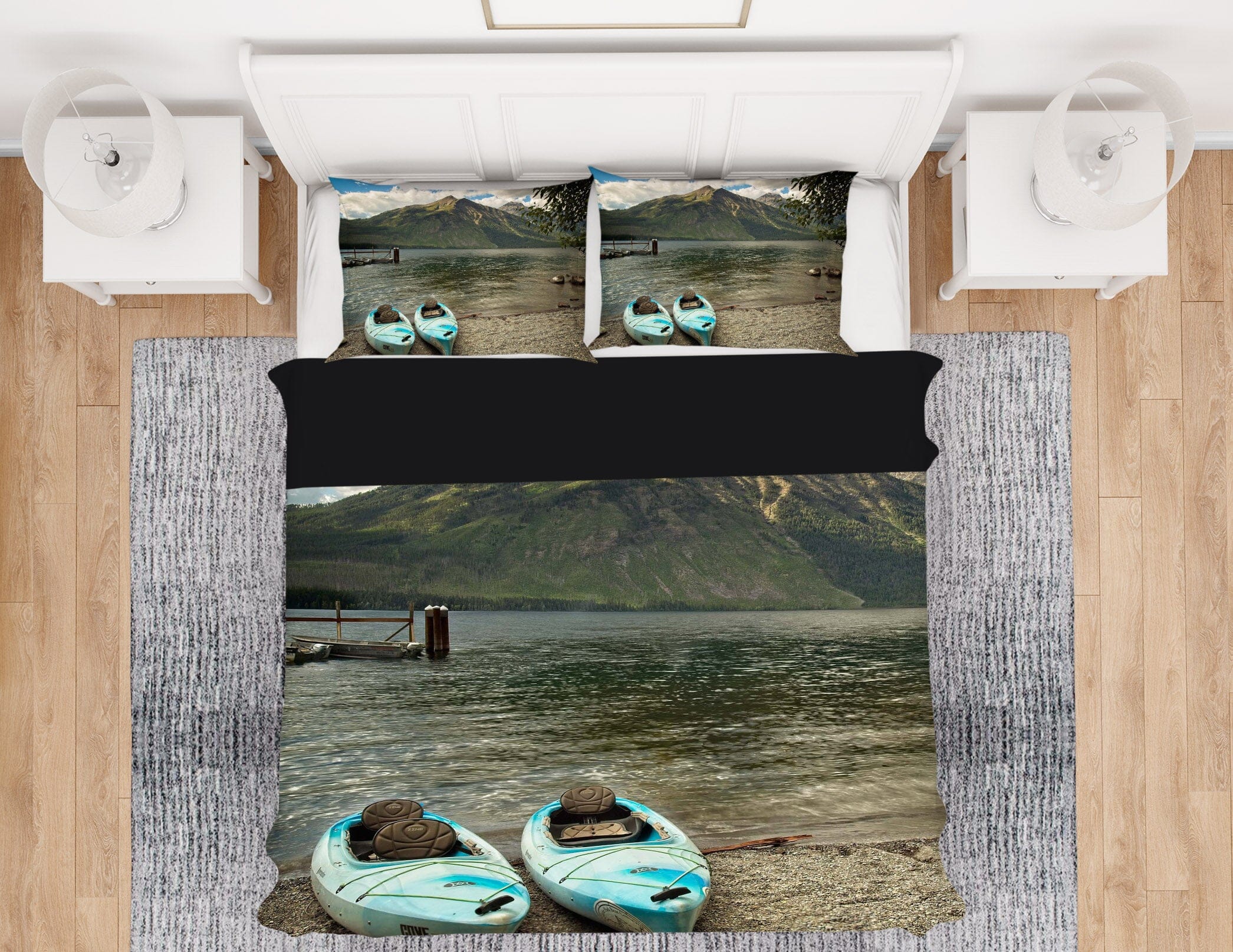 3D Lake Boat 2111 Kathy Barefield Bedding Bed Pillowcases Quilt Quiet Covers AJ Creativity Home