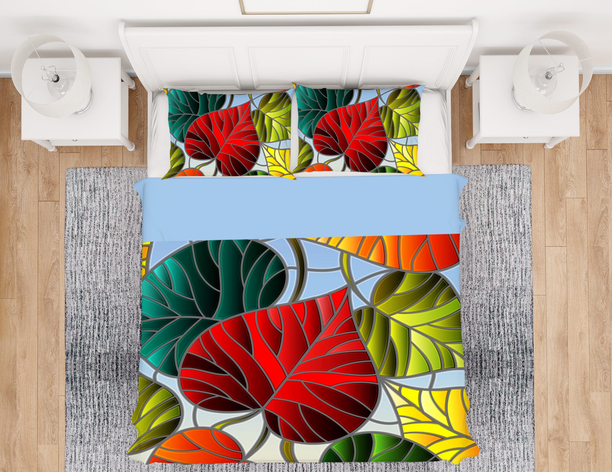 3D Colored Leaves 14049 Bed Pillowcases Quilt