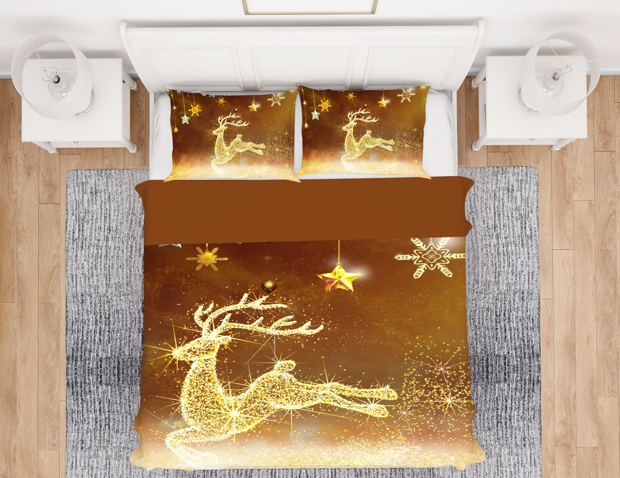 3D Golden Deer 13080 Bed Pillowcases Quilt