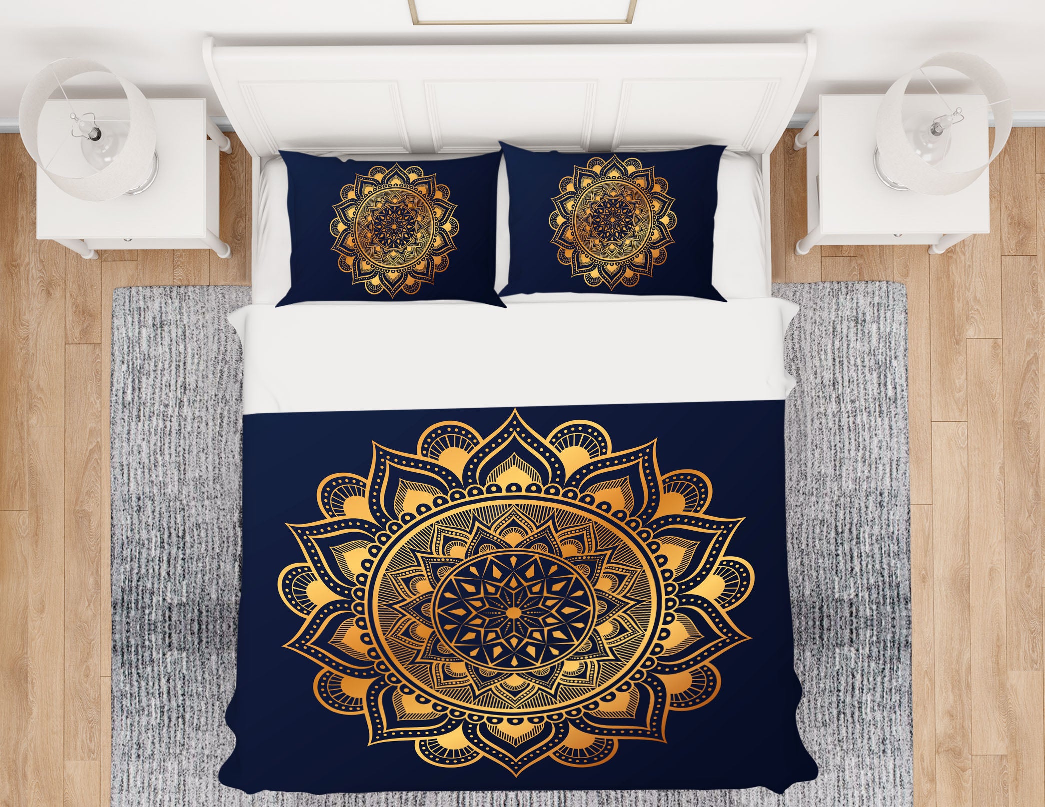 3D Golden Circle Pattern 58244 Bed Pillowcases Quilt