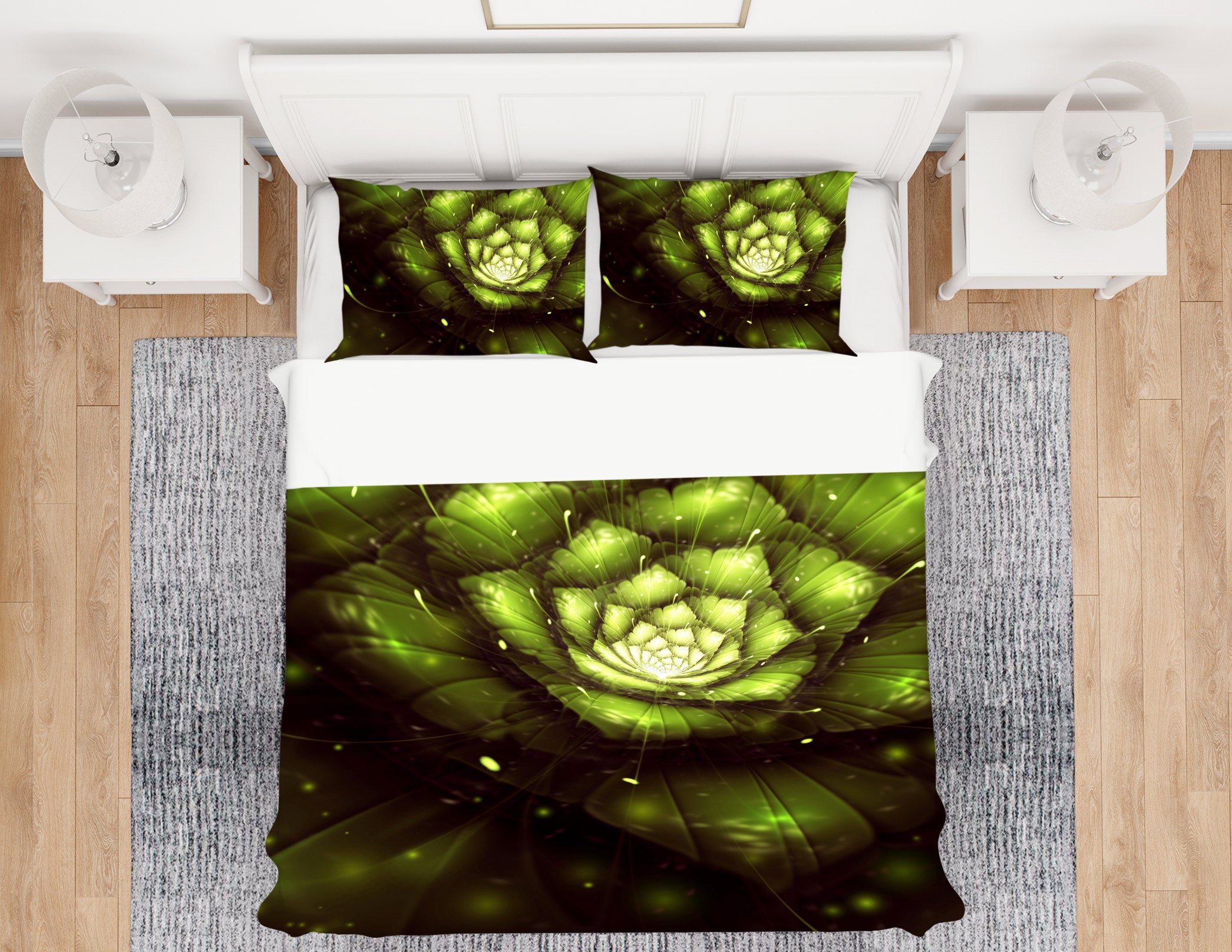 3D Green Flower 12209 Bed Pillowcases Quilt