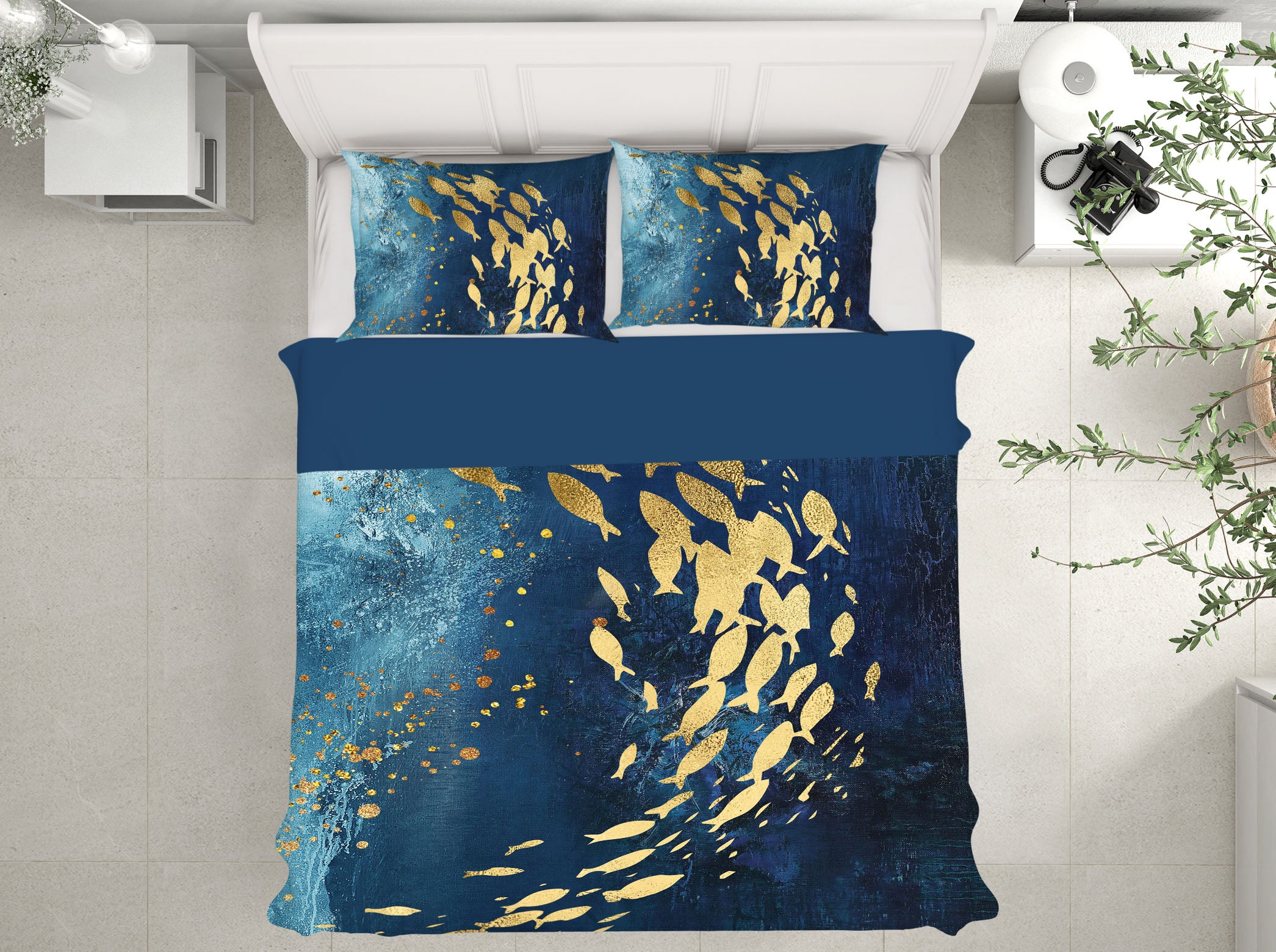 3D School Of Golden Fish 15190 Bed Pillowcases Quilt