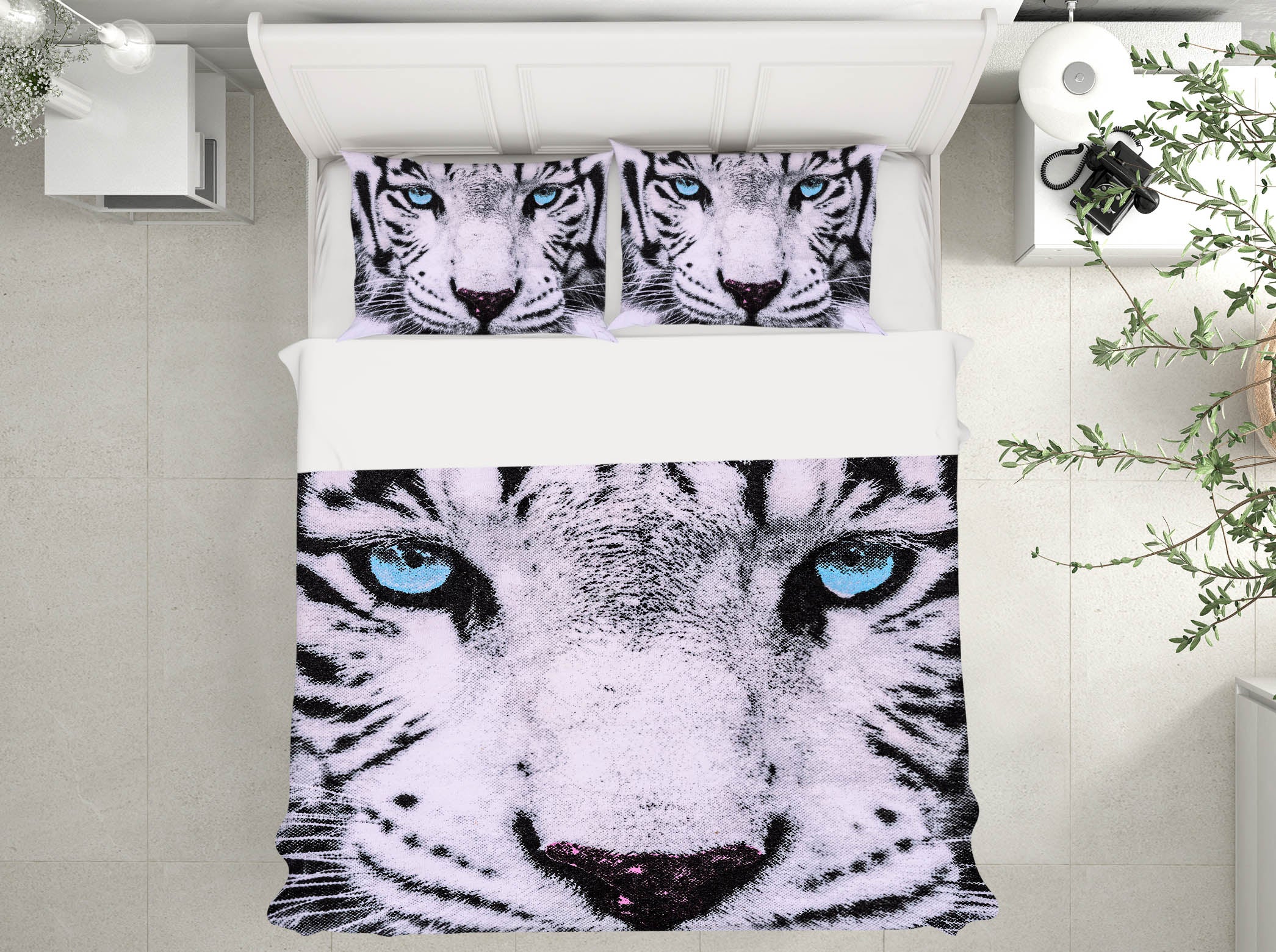 3D White Tiger 21057 Bed Pillowcases Quilt
