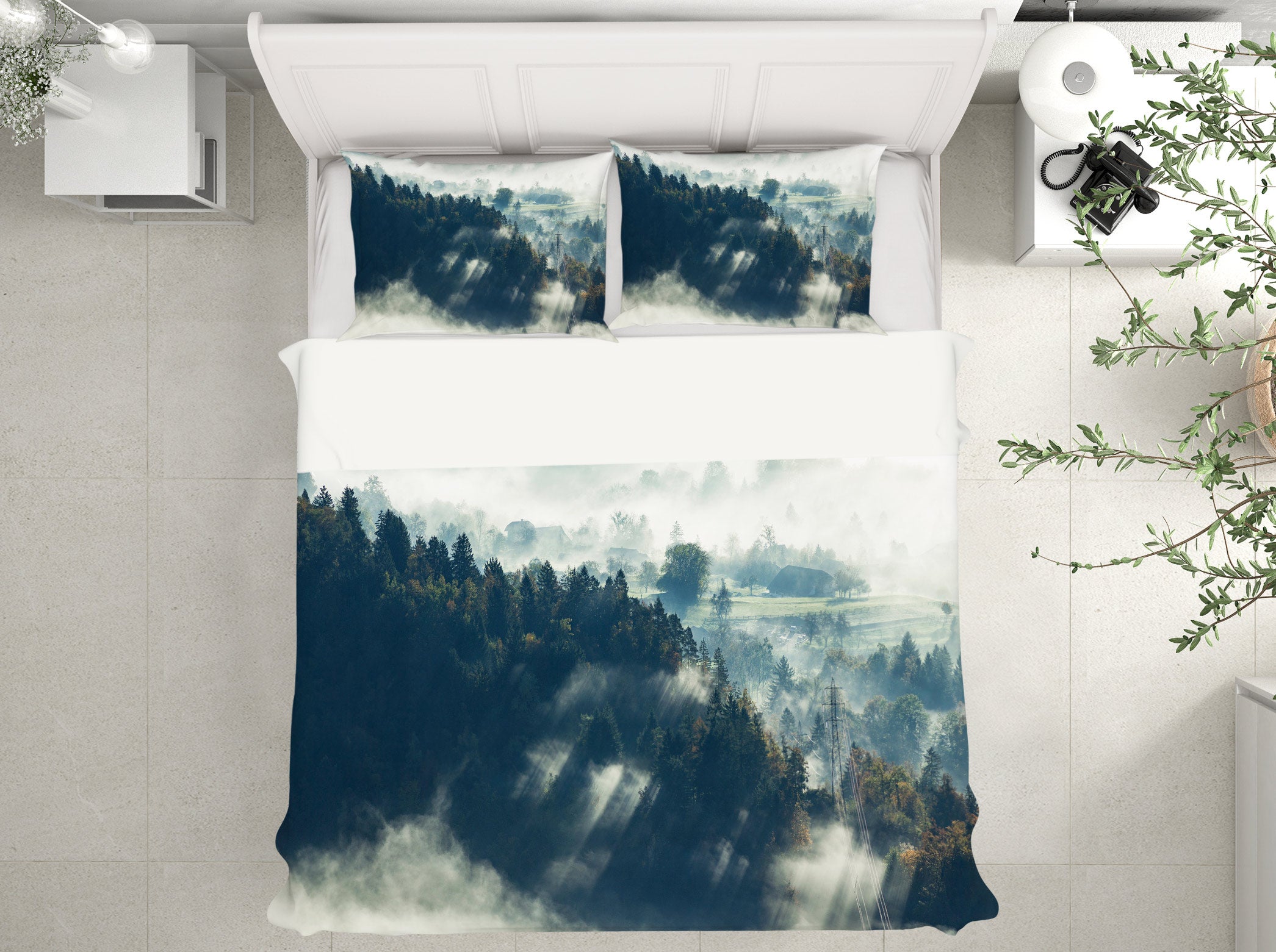 3D Mountain Forest 59173 Bed Pillowcases Quilt