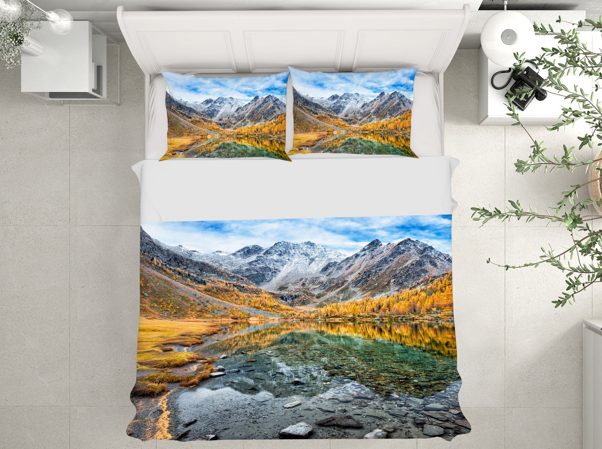 3D Arpy Lake Panorama 007 Marco Carmassi Bedding Bed Pillowcases Quilt