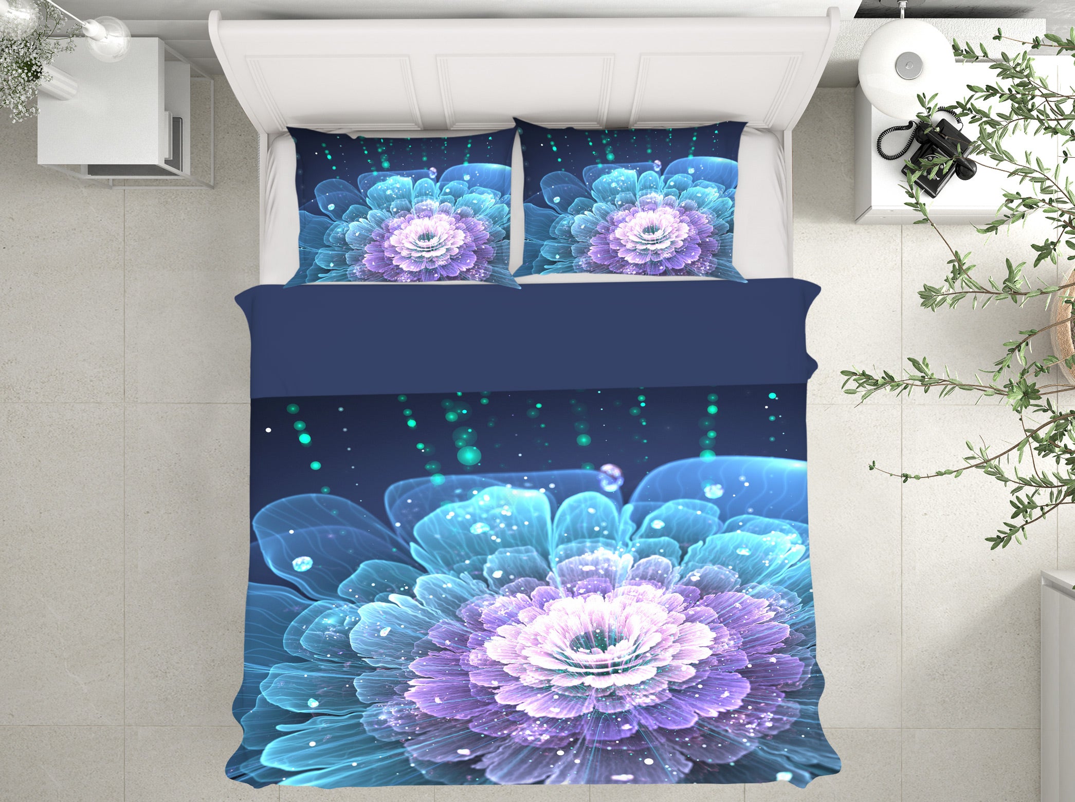 3D Purple Blue Flowers 12193 Bed Pillowcases Quilt